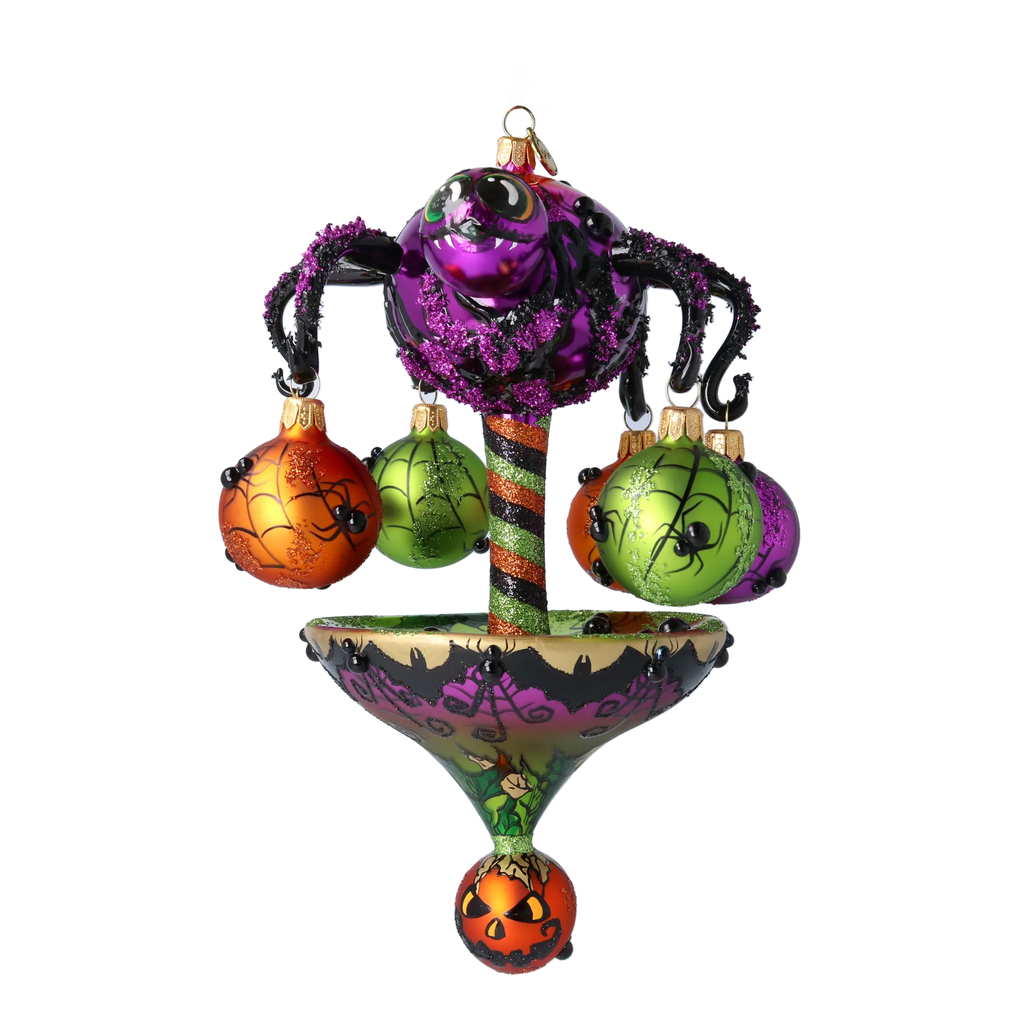 Halloween Spooky Spider Carousel Handmade Glass Christmas ornament pumpkins 2022-556