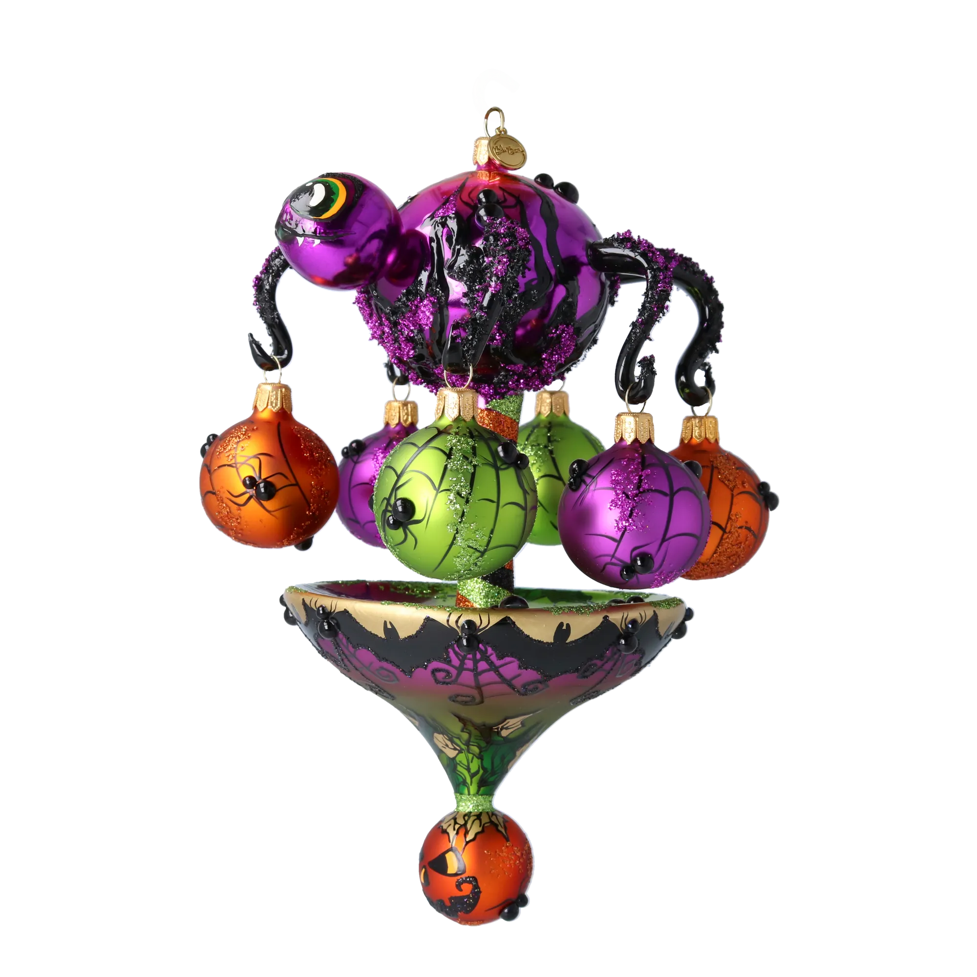 Halloween Spooky Spider Carousel Handmade Glass Christmas ornament pumpkins 2022-556