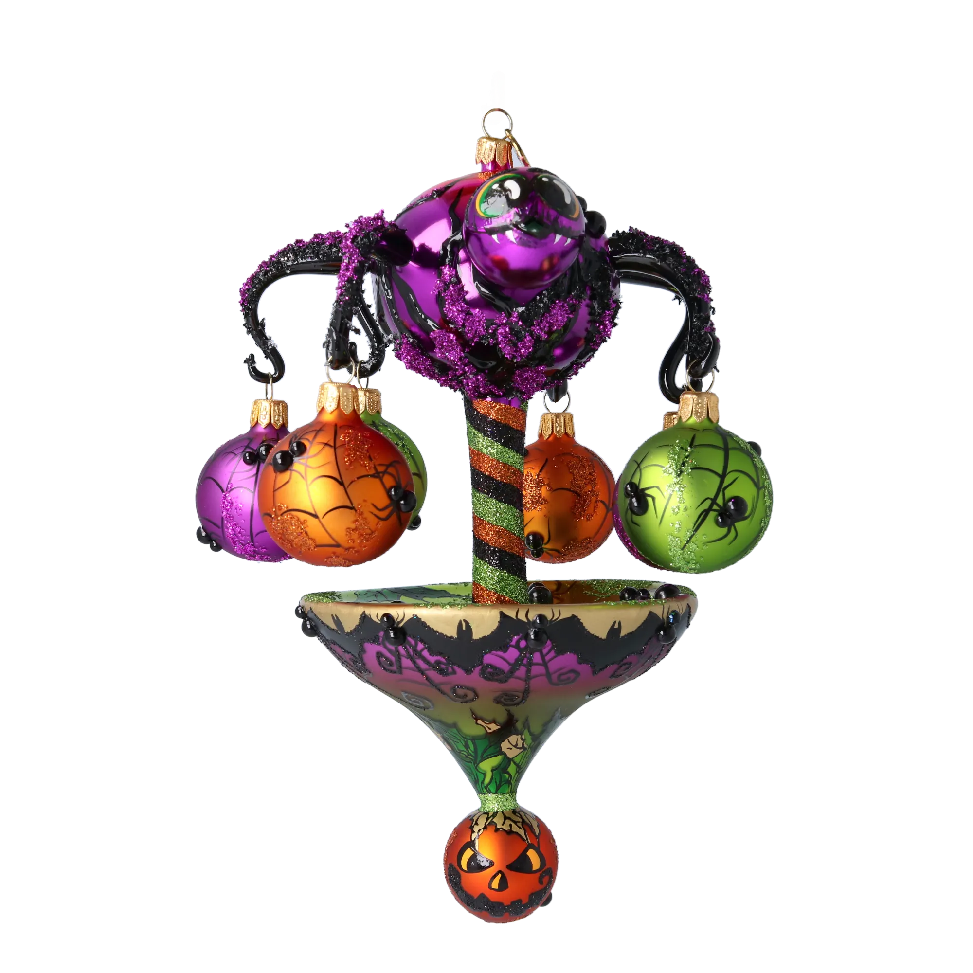 Halloween Spooky Spider Carousel Handmade Glass Christmas ornament pumpkins 2022-556