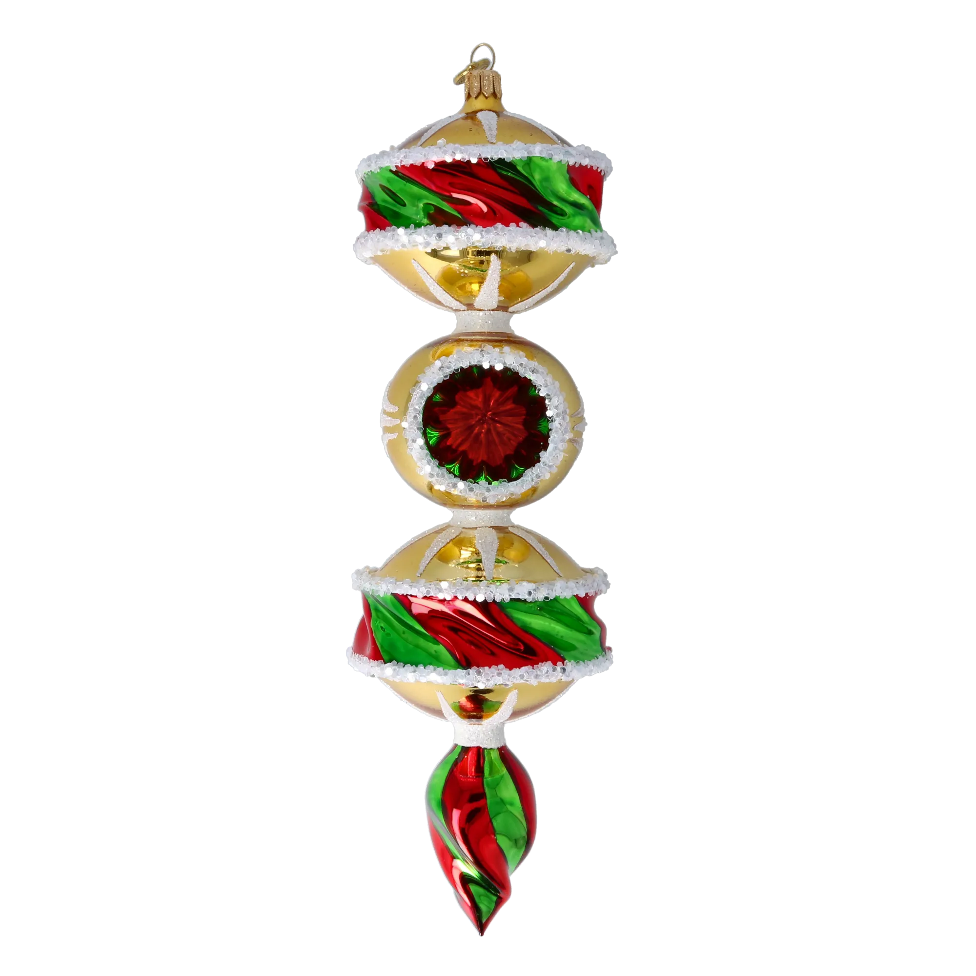 Golden Christmas Swirl Handmade Glass Christmas ornament 2022-564