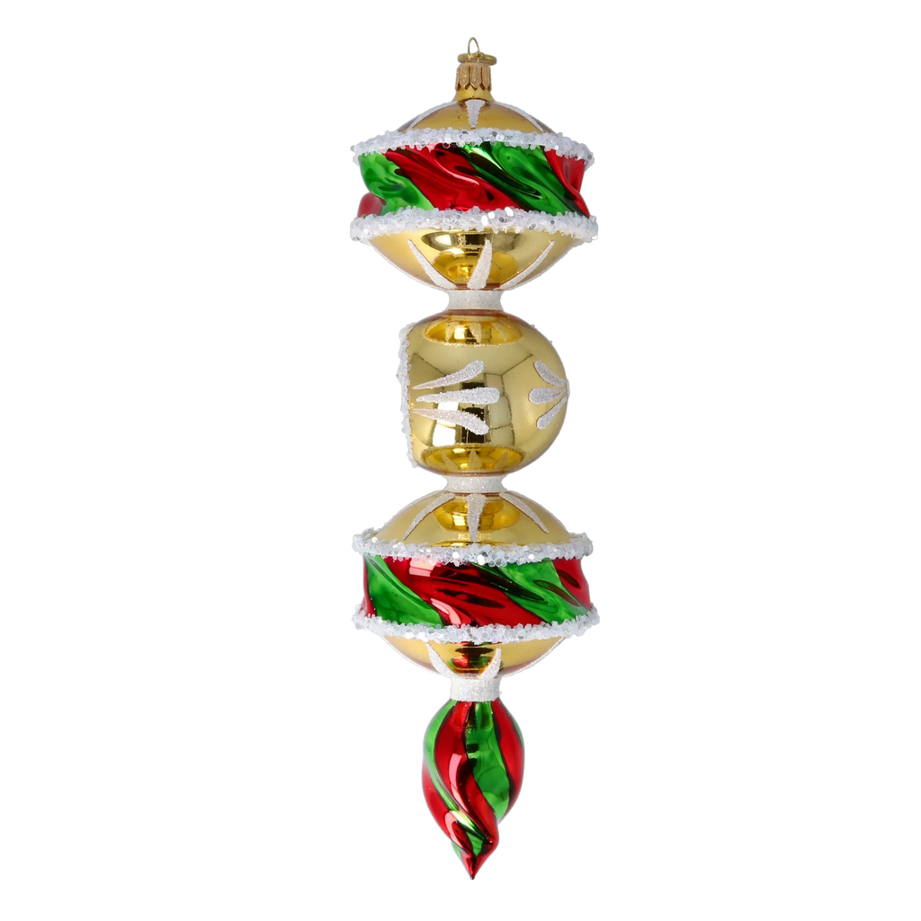 Crimson Gilded Resonance | Hand-Painted Glass Ornament | Blubom 2022-564