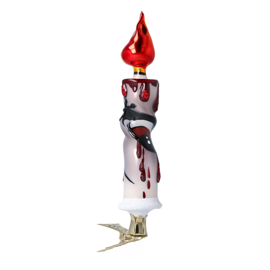 Spooky Candle - Blood Glow. Handmade Glass Christmas ornament. 2022-572