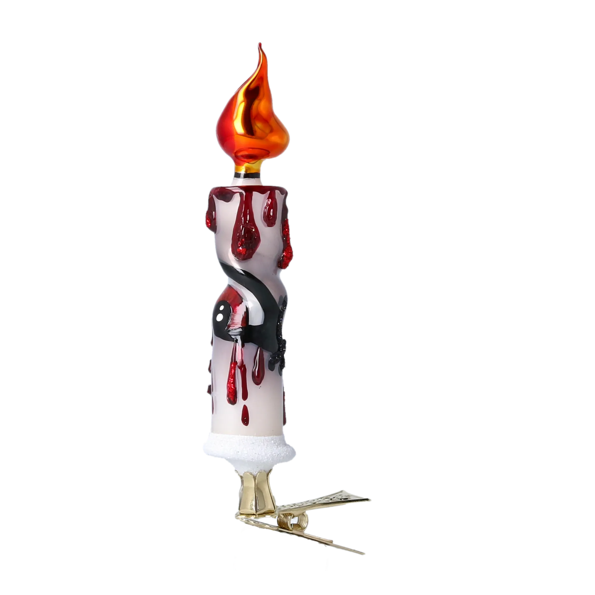 Spooky Candle - Blood Glow. Handmade Glass Christmas ornament. 2022-572