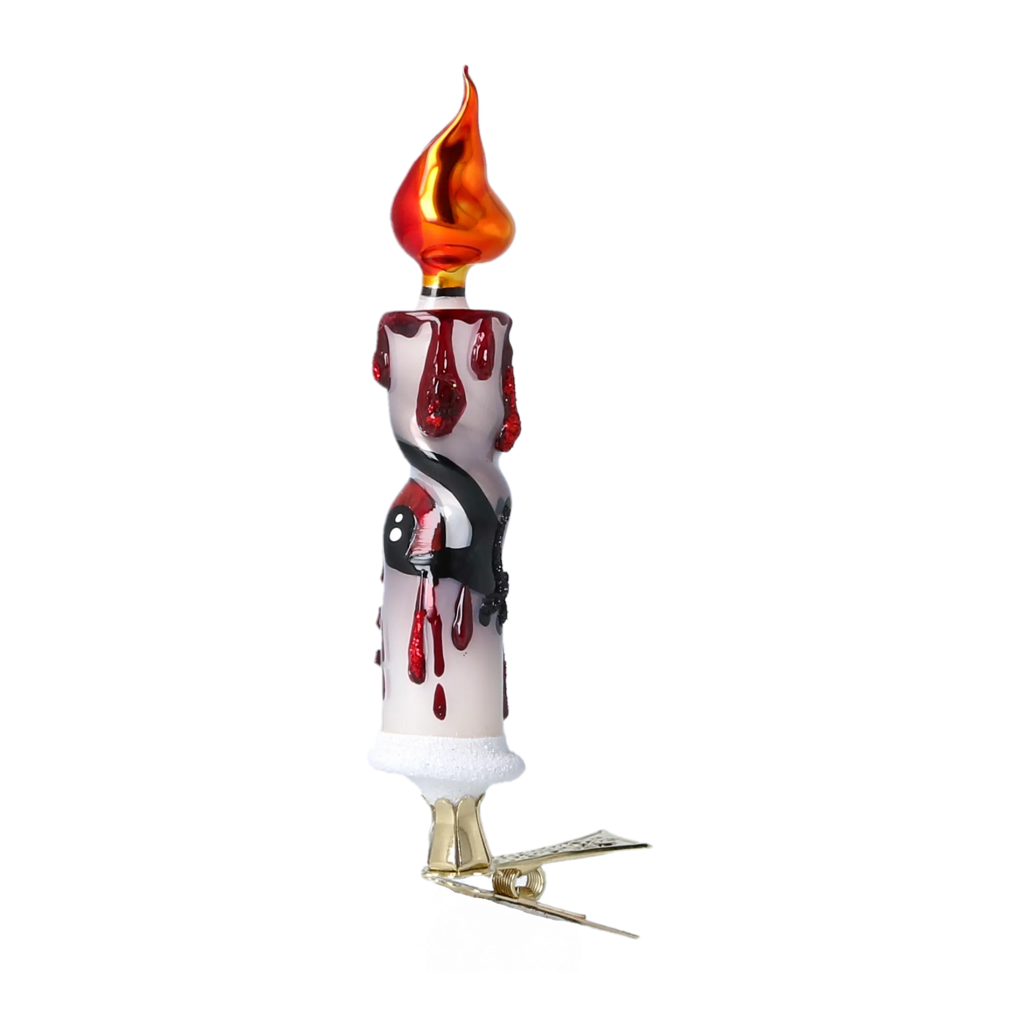 Spooky Candle - Blood Glow. Handmade Glass Christmas ornament. 2022-572