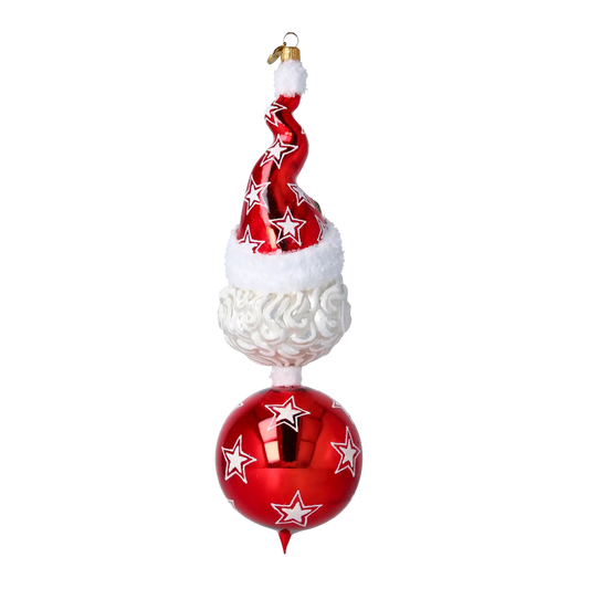 Wisior Mikołaj w kręconej czapce Szklana Ozdoba