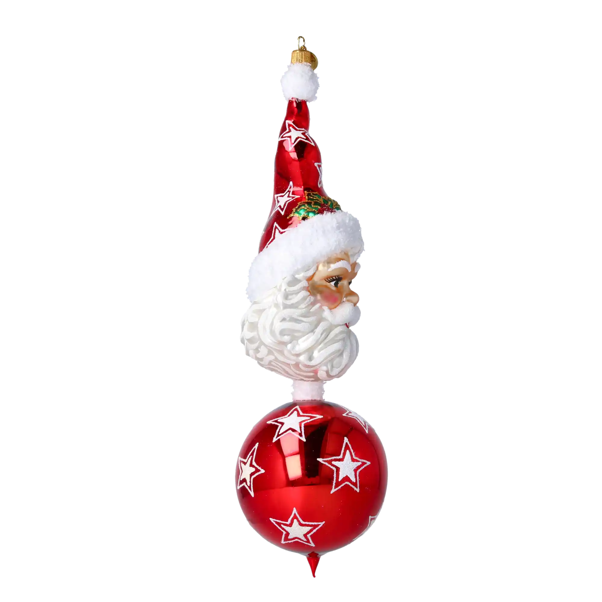 Wisior Mikołaj w kręconej czapce Szklana Ozdoba