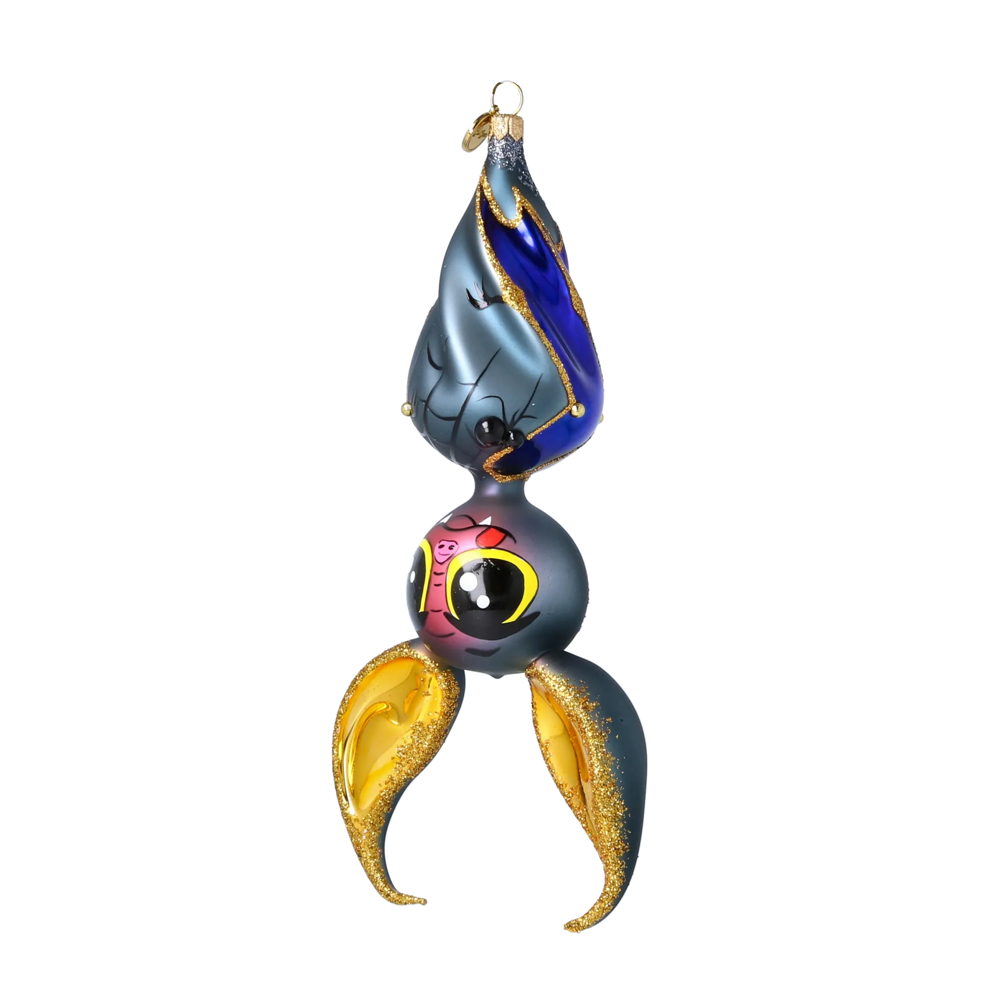 Enchanted Winged Bat. Handmade Glass Christmas ornament. 2022-579