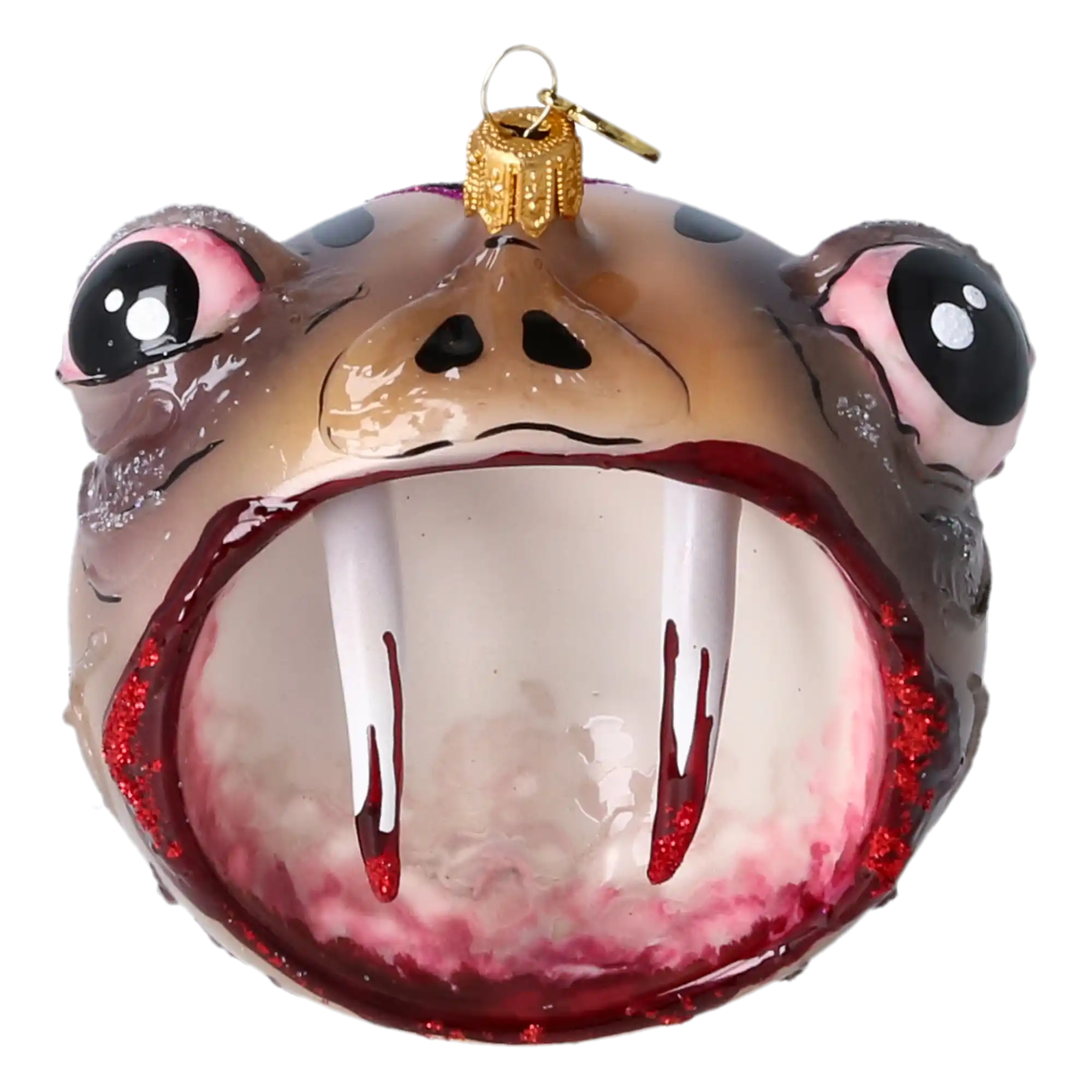 Fang Face Halloween Vampire Handmade Glass Christmas ornament free blowing