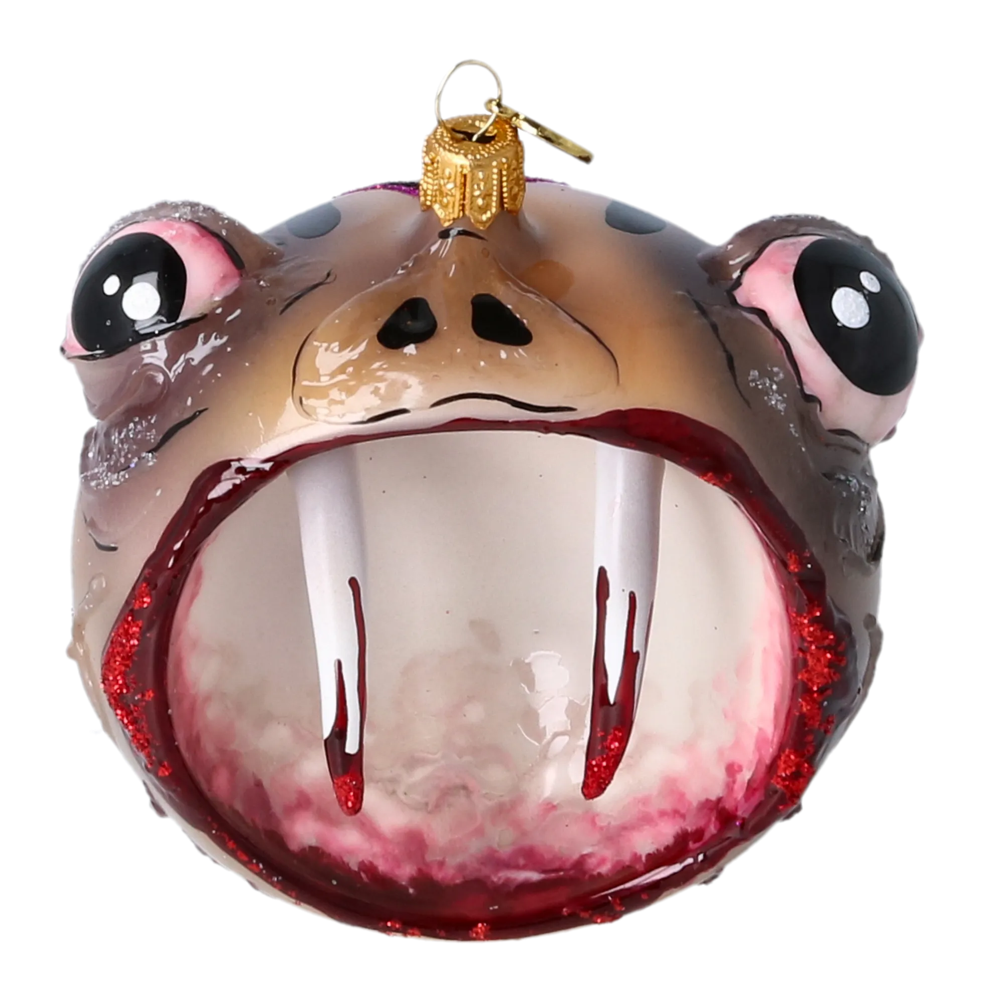 Fang Face Halloween Vampire Handmade Glass Christmas ornament free blowing 2022-580
