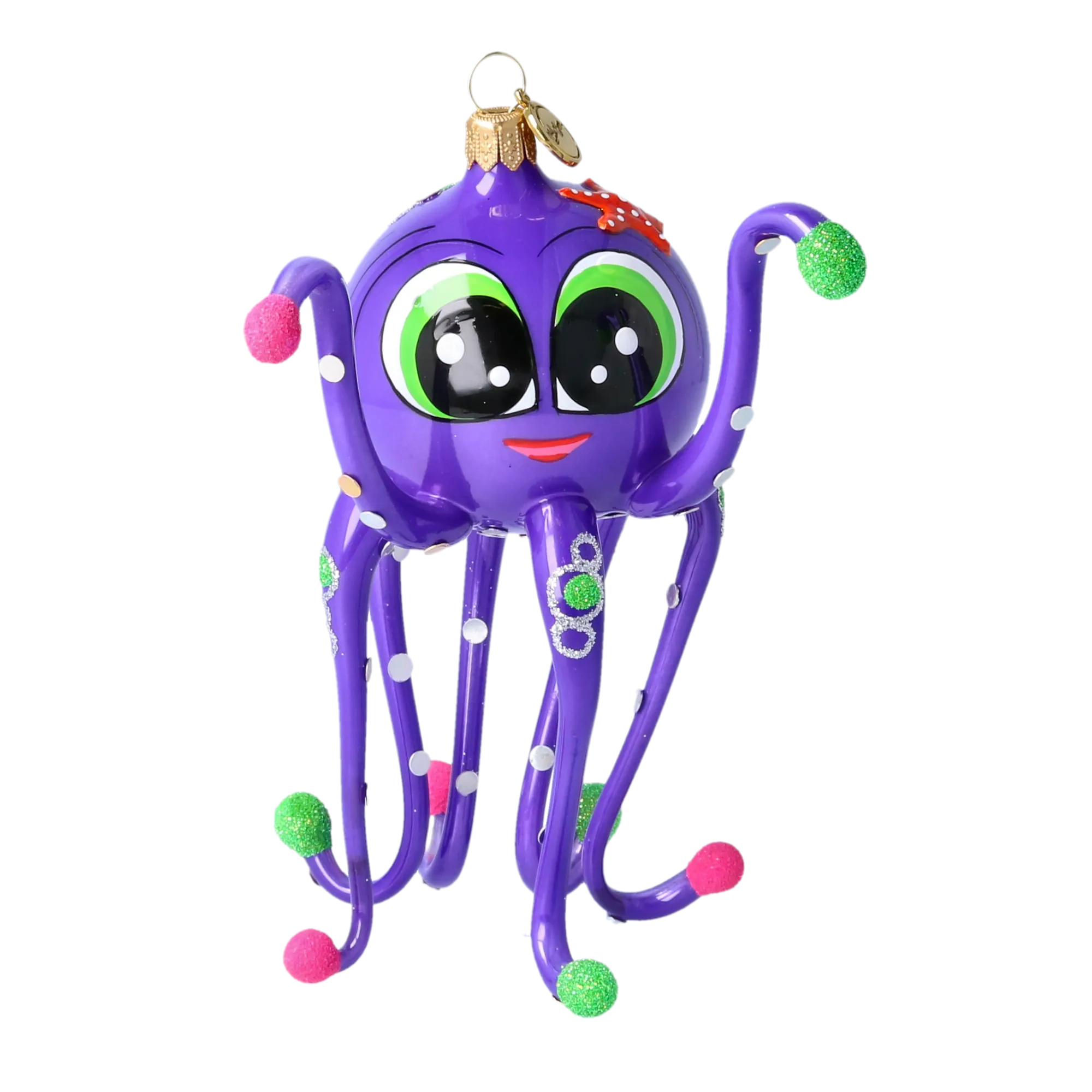 Twinkle Tentacles  Ornament  Handmade Glass Christmas ornament octopus 2022-583