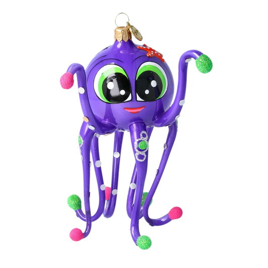 Twinkle Tentacles  Ornament  Handmade Glass Christmas ornament octopus 2022-583