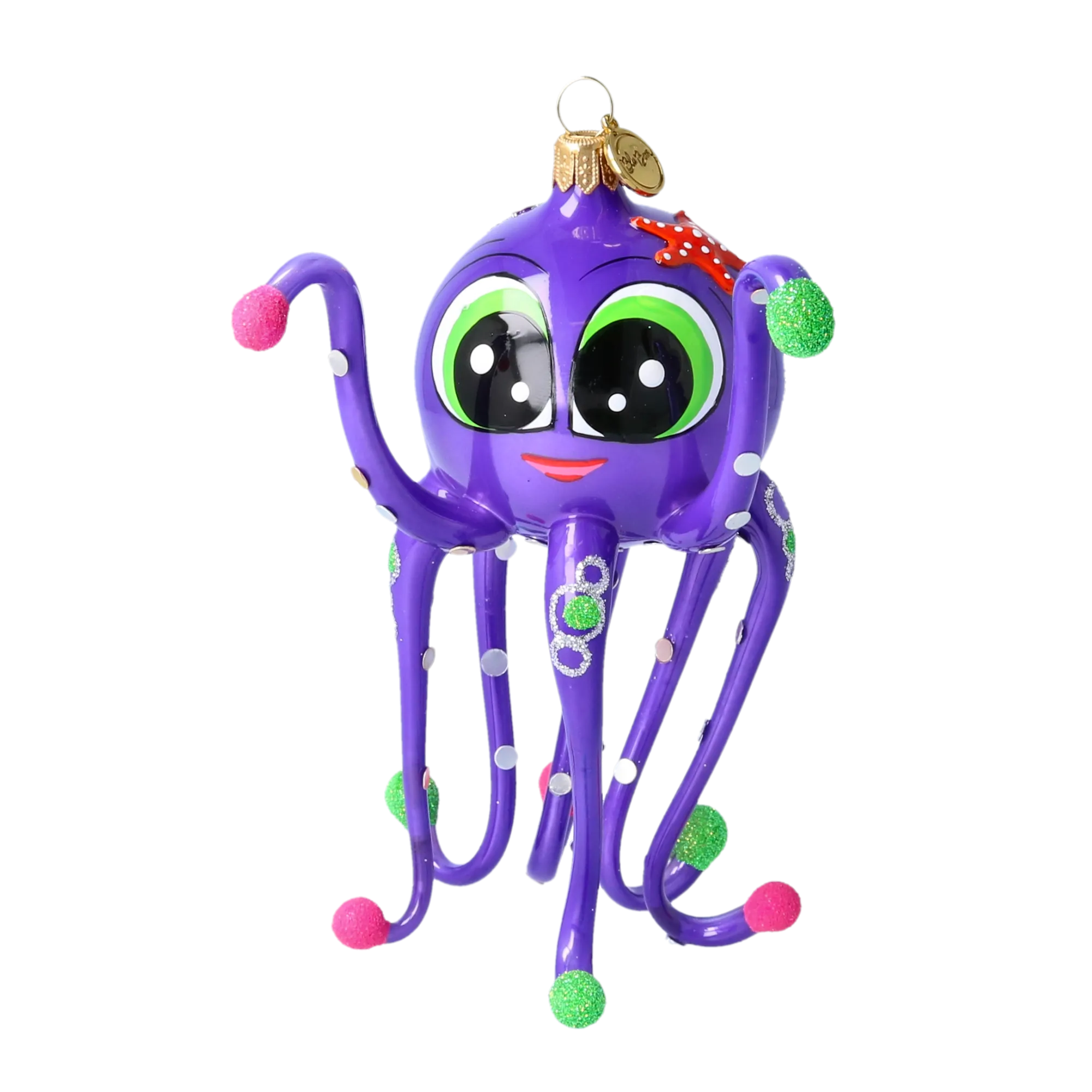 Twinkle Tentacles  Ornament  Handmade Glass Christmas ornament octopus 2022-583