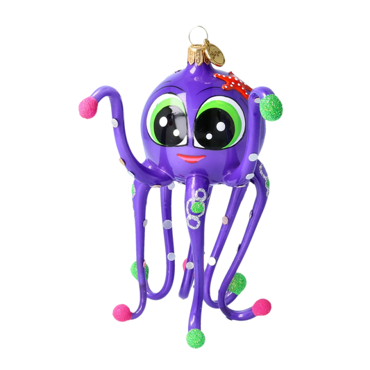 Twinkle Tentacles  Ornament  Handmade Glass Christmas ornament octopus 2022-583