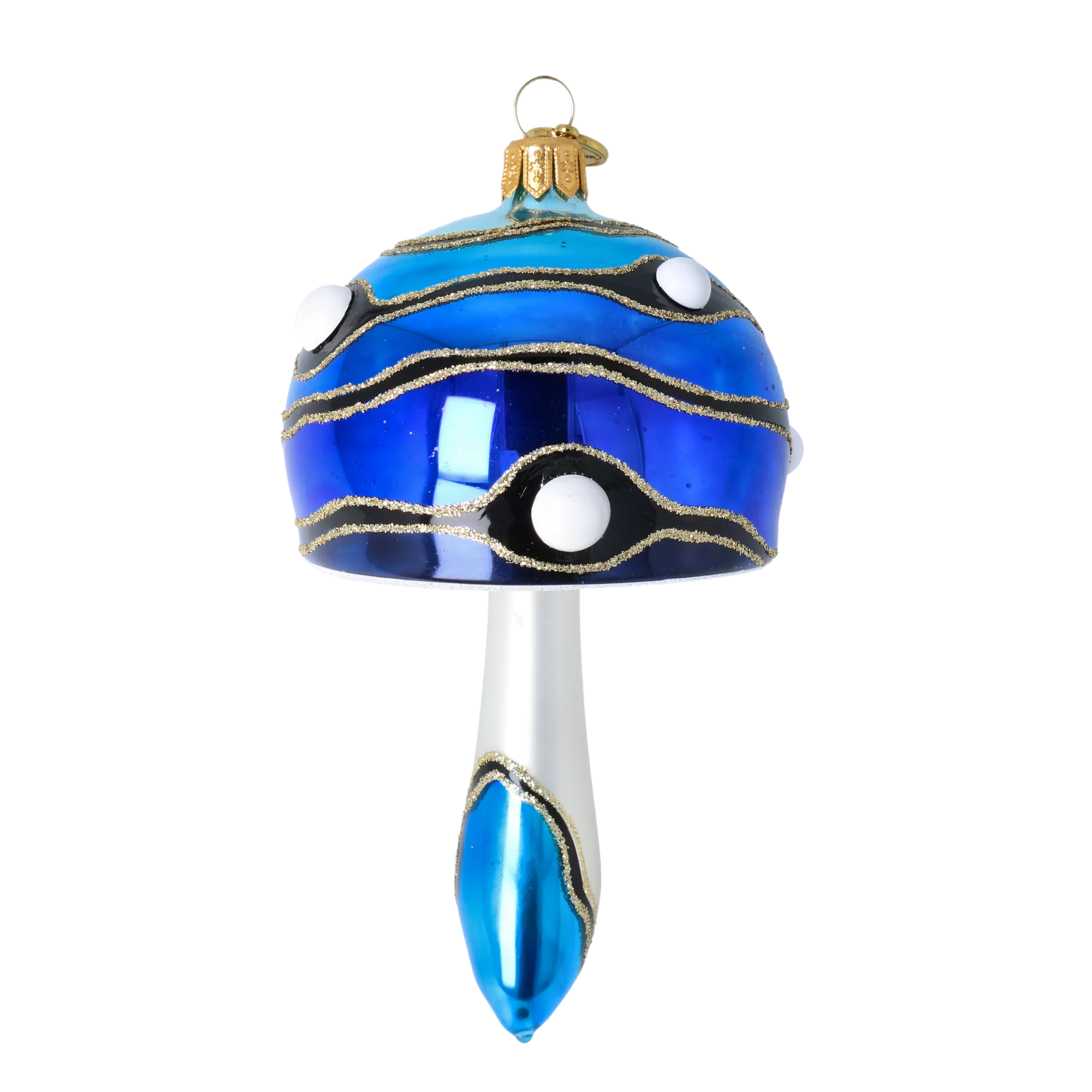 Glass Mushroom with Colorful Patterns. Handmade Glass Christmas ornament. 2022-590