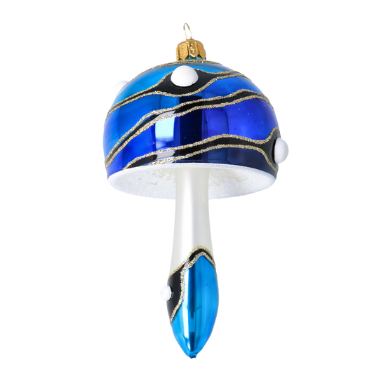 Glass Mushroom with Colorful Patterns. Handmade Glass Christmas ornament. 2022-590