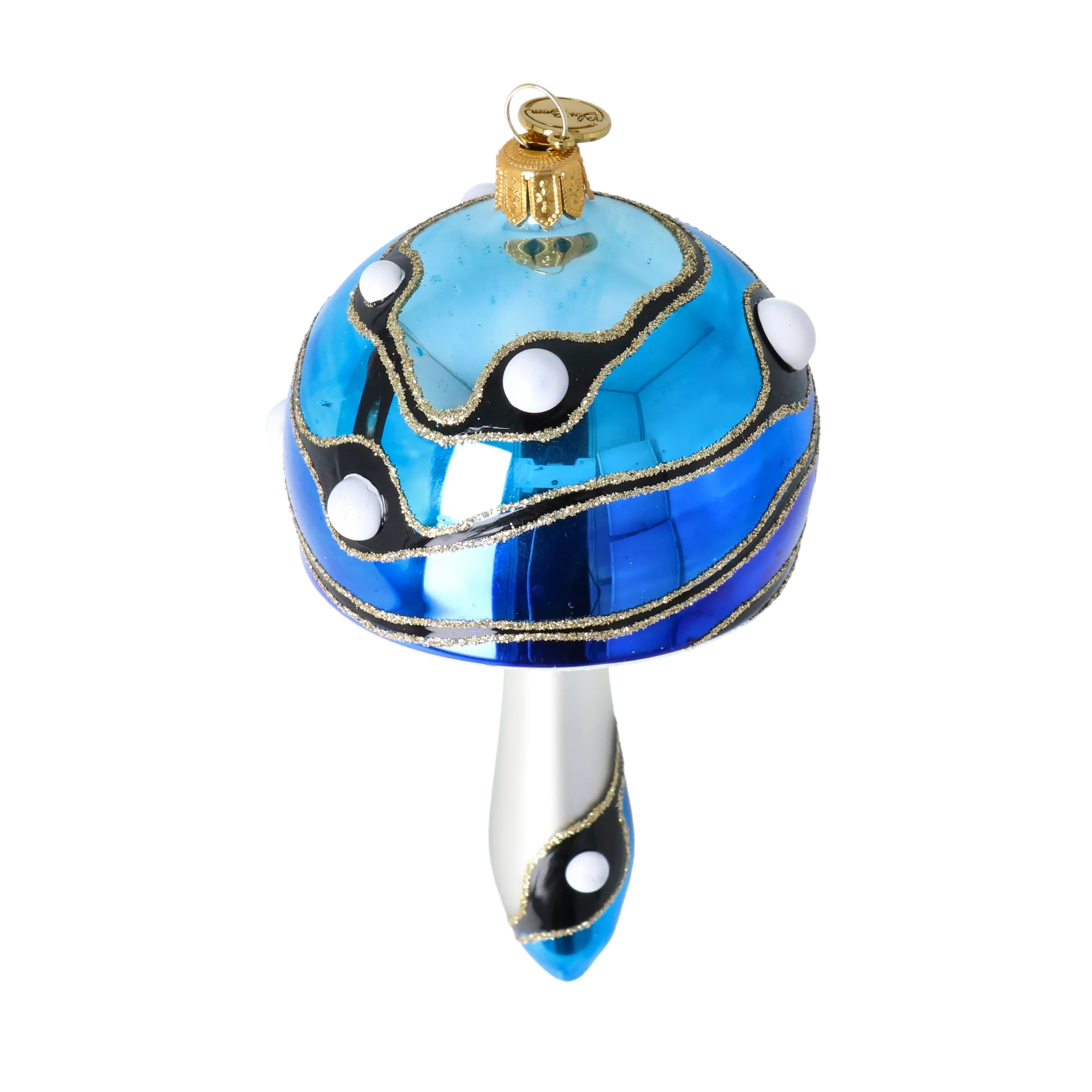 Glass Mushroom with Colorful Patterns. Handmade Glass Christmas ornament. 2022-590