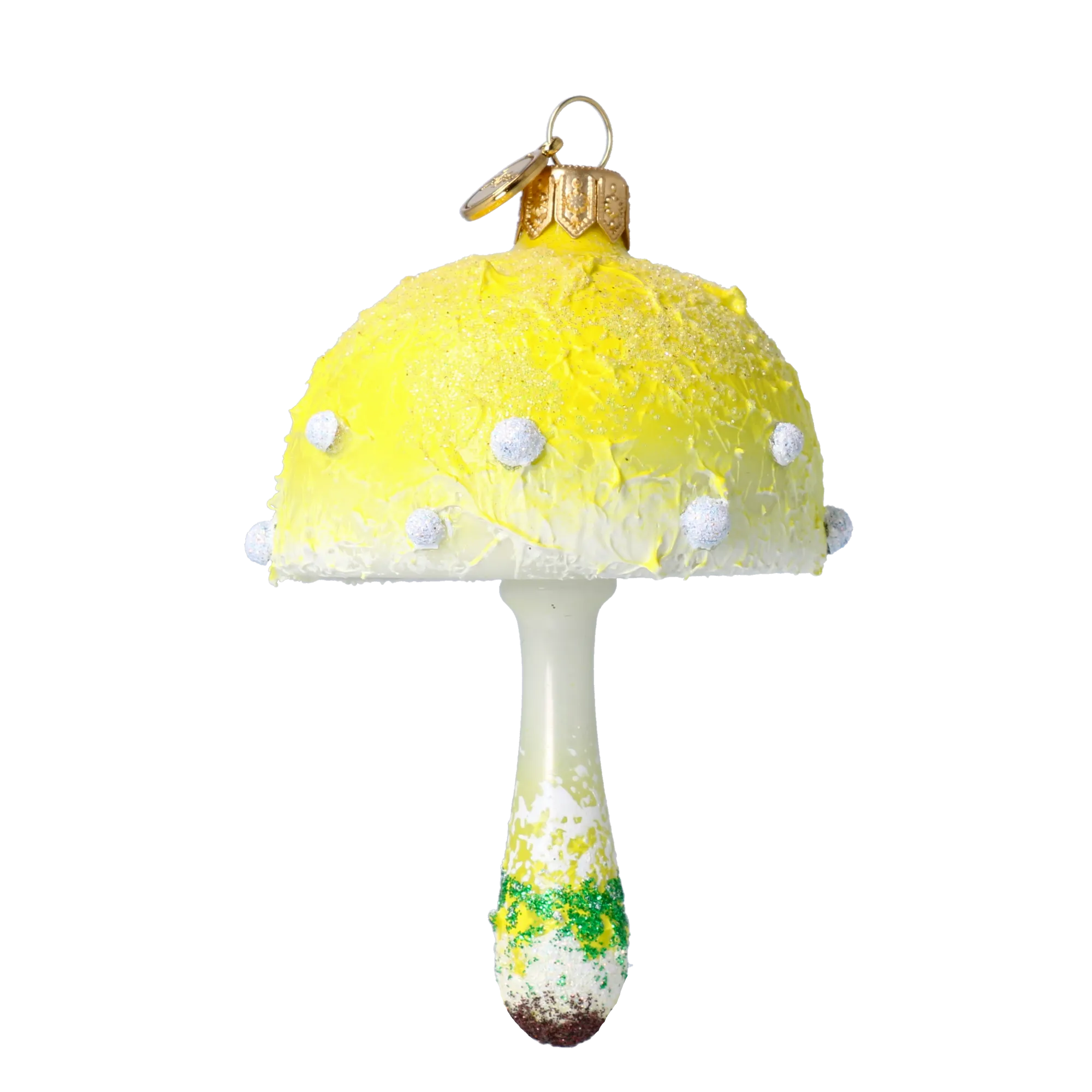 Citrine Frosted Toadstool Premium christmas glass ornament 2022-593