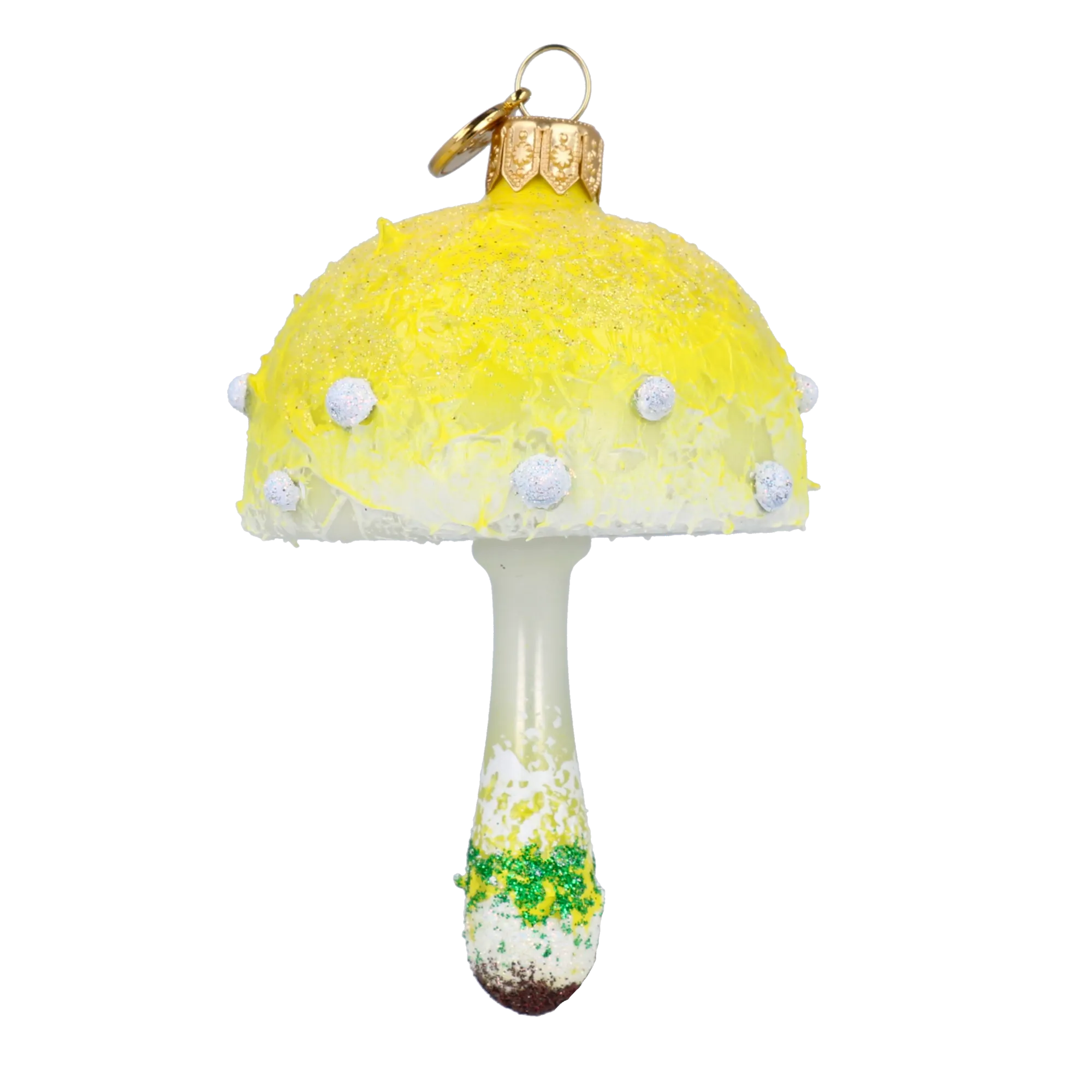 Citrine Frosted Toadstool Premium christmas glass ornament 2022-593