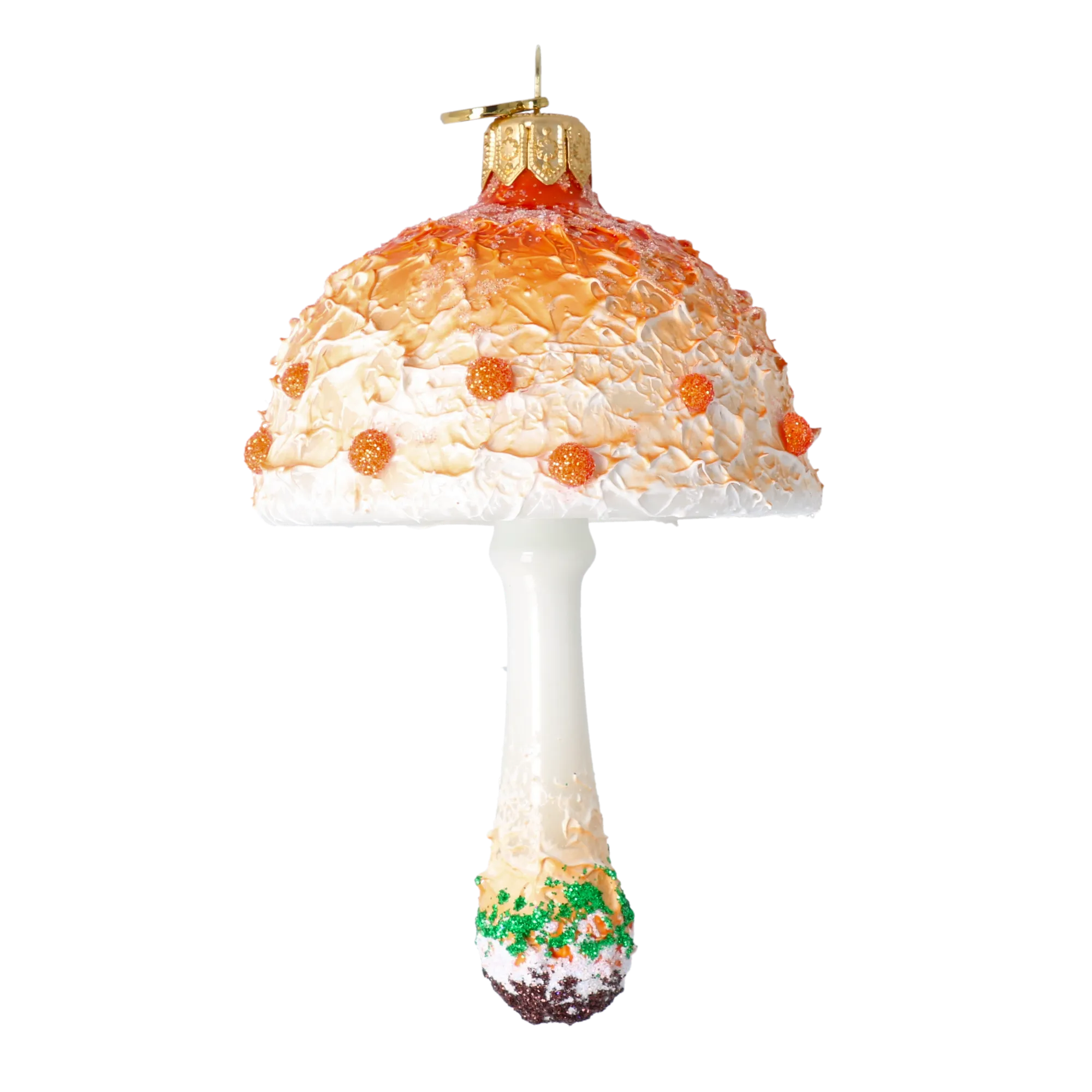 Enchanted Amber Mushroom Premium christmas glass ornament 2022-595