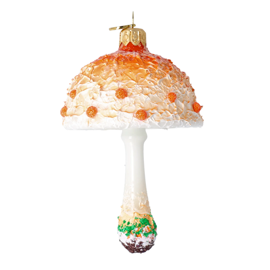 Enchanted Amber Mushroom Premium christmas glass ornament 2022-595
