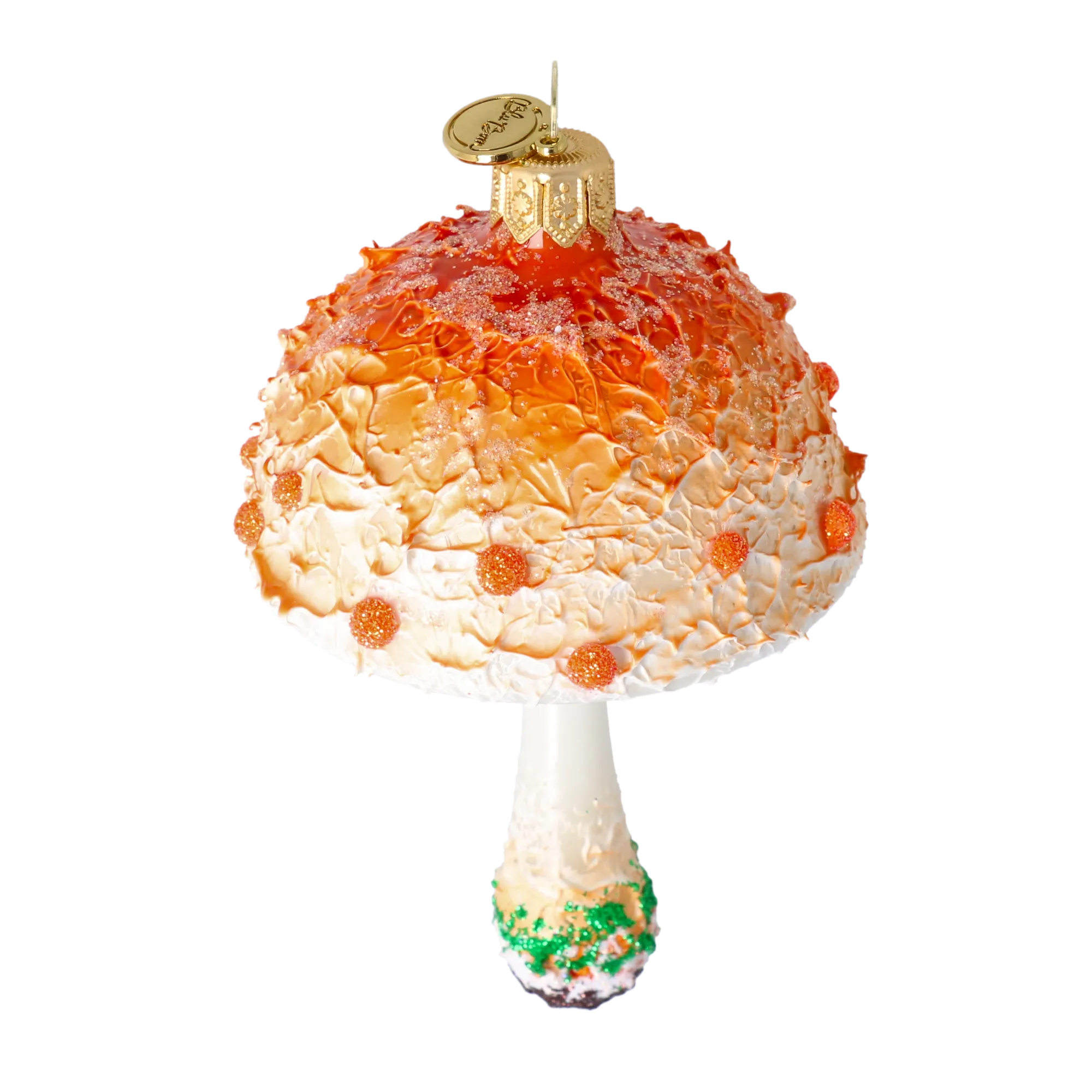 Enchanted Amber Mushroom Premium christmas glass ornament 2022-595