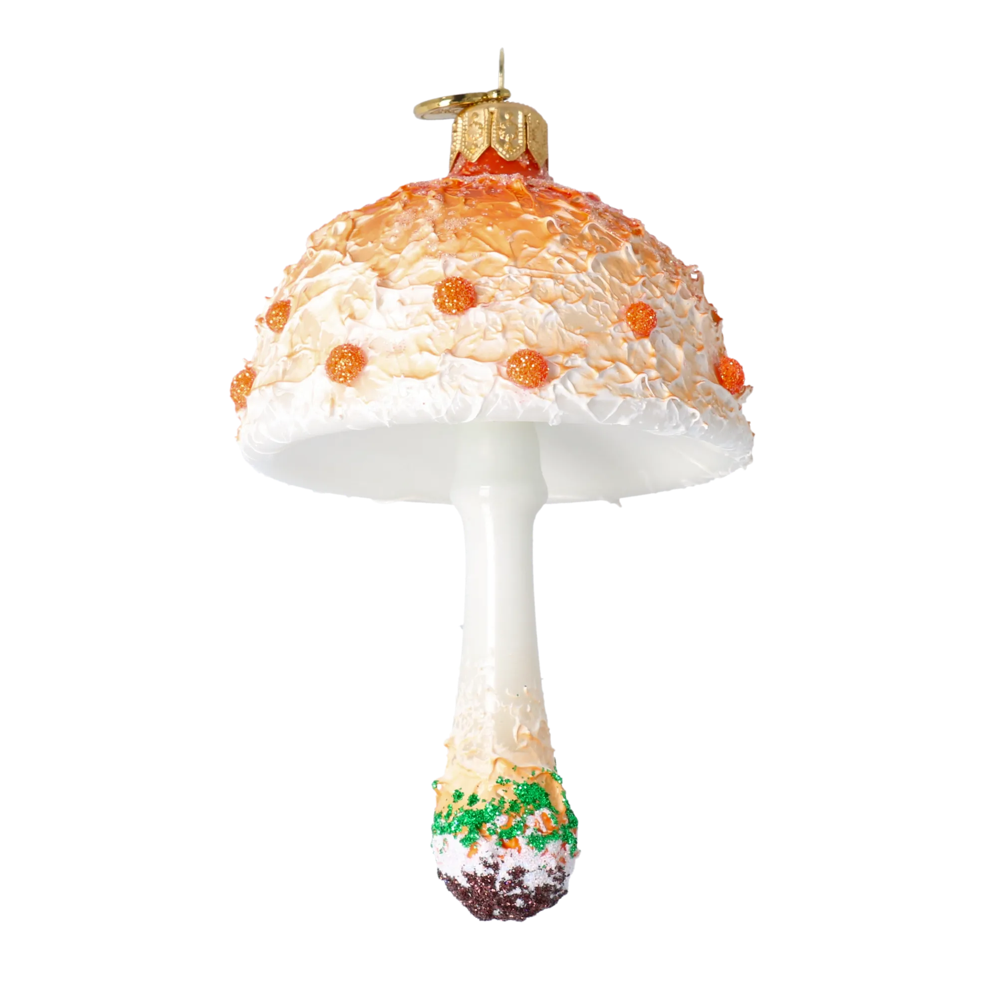 Enchanted Amber Mushroom Premium christmas glass ornament 2022-595