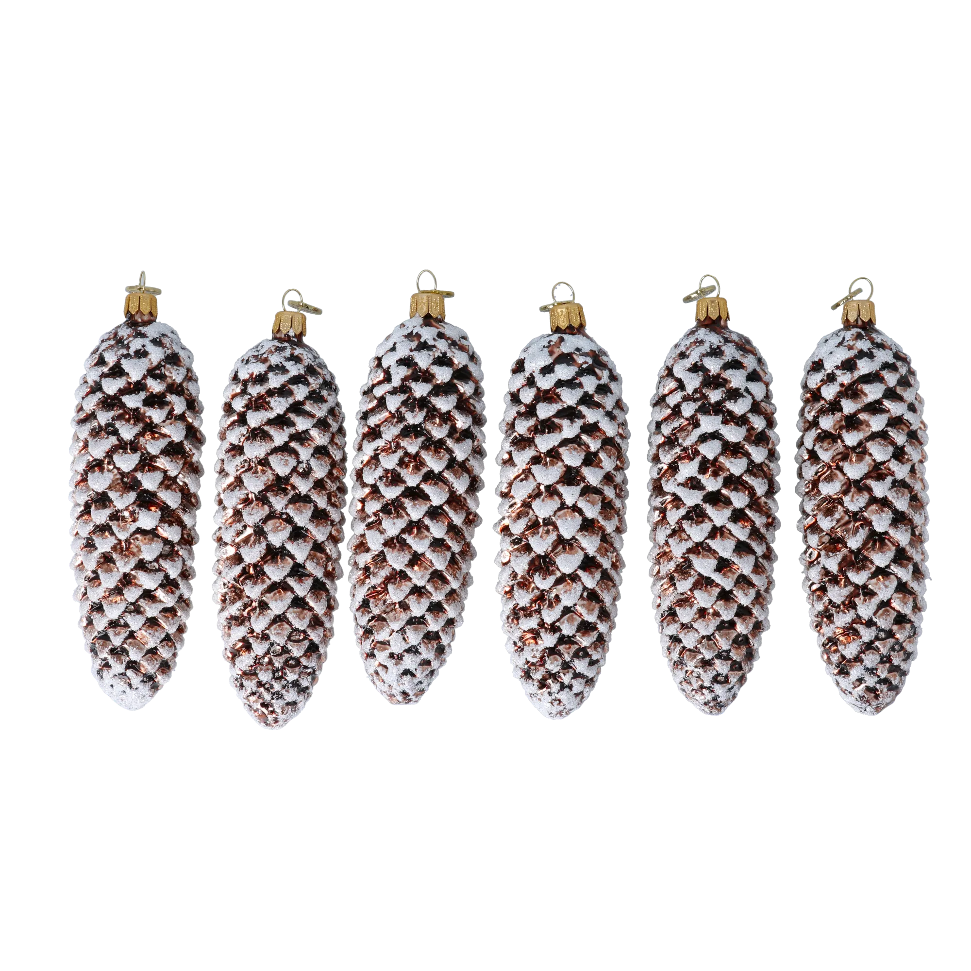 Snowy Forest Cones. Handmade Glass Christmas ornament. 2022-598