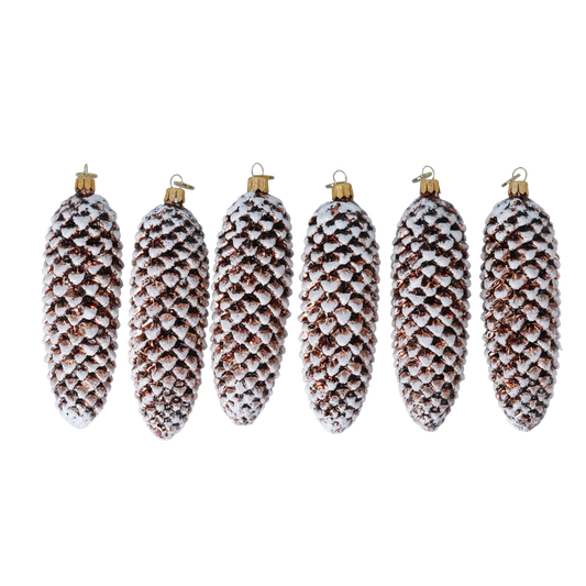 Snowy Forest Cones. Handmade Glass Christmas ornament. 2022-598