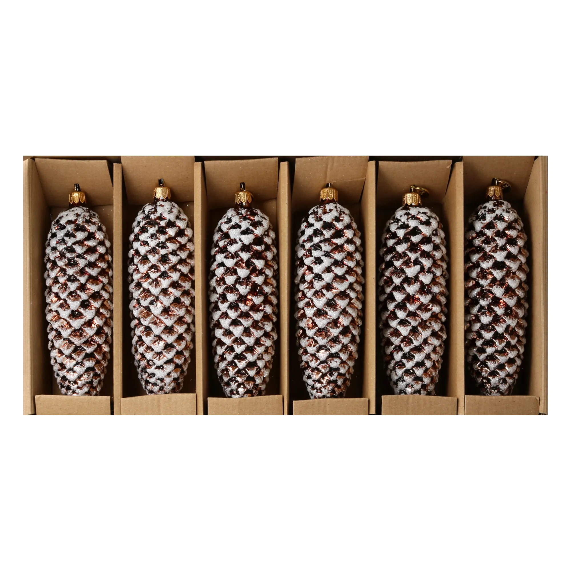 Snowy Forest Cones. Handmade Glass Christmas ornament. 2022-598