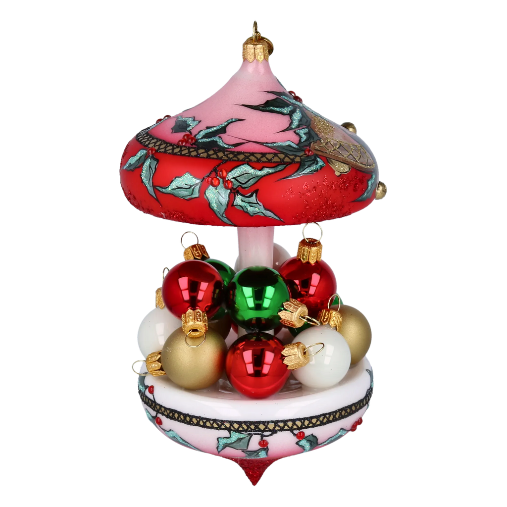Crimson Vesper Resonance | Hand-Painted Glass Ornament | Blubom 2022-614