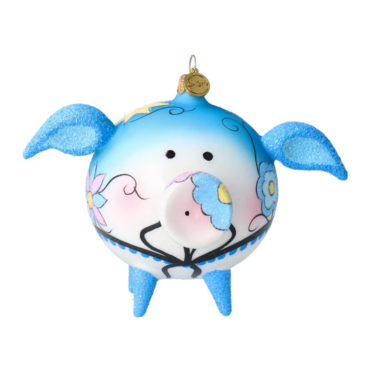 Bluebell Piggy Handmade Glass Christmas ornament Pig 2022-618