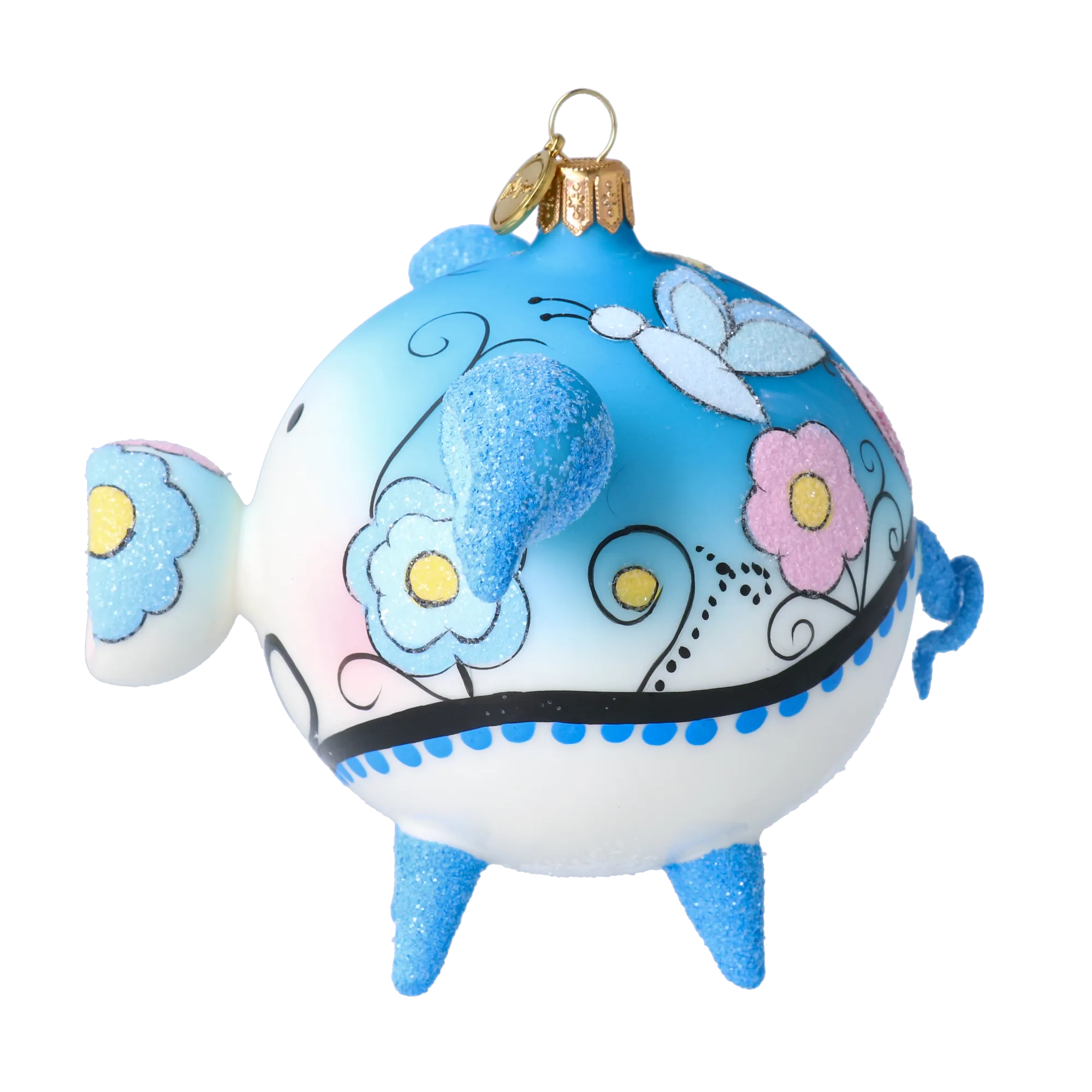 Bluebell Piggy Handmade Glass Christmas ornament Pig 2022-618