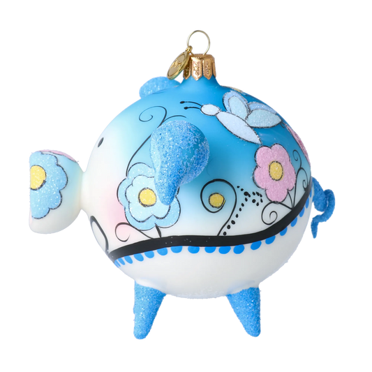 Bluebell Piggy Handmade Glass Christmas ornament Pig 2022-618