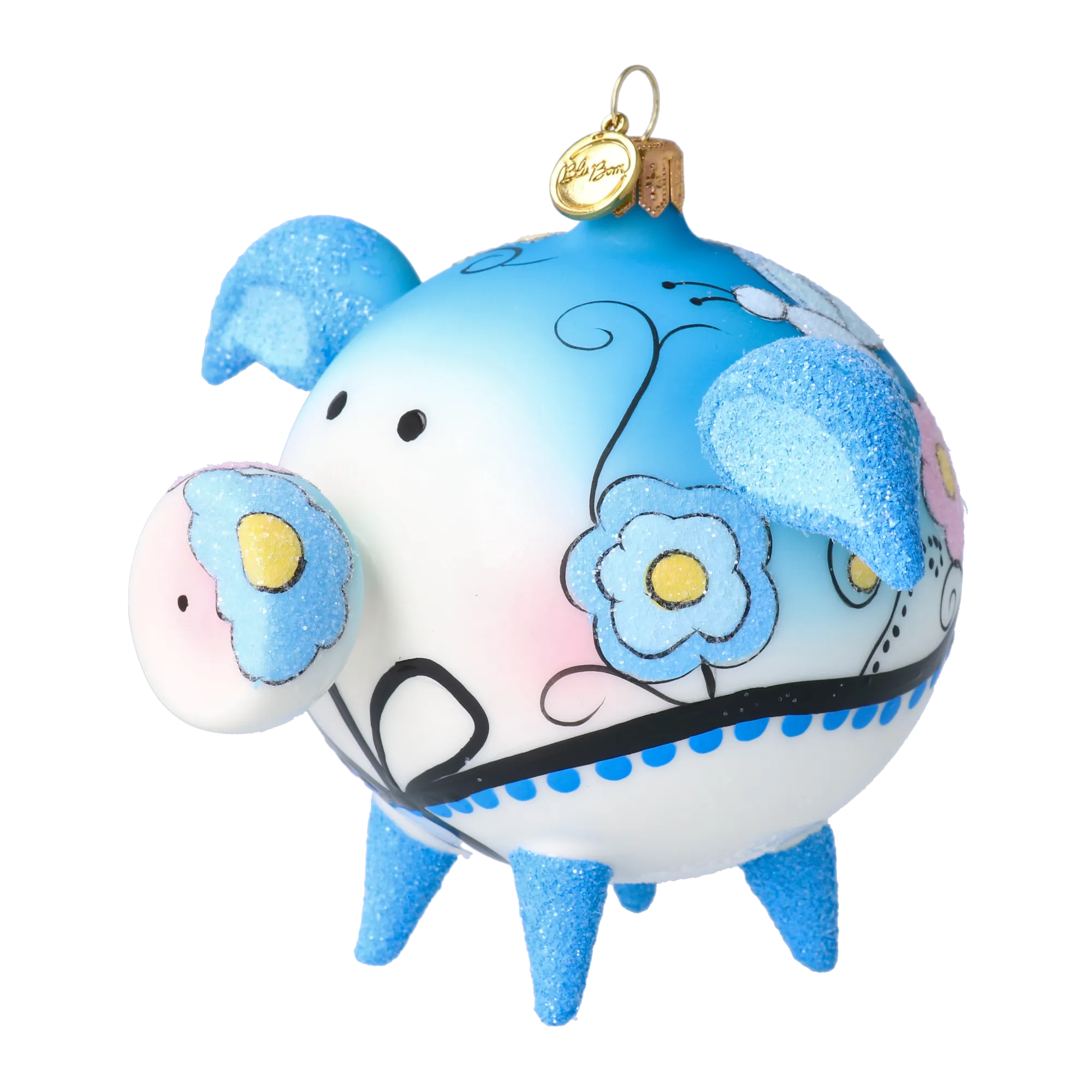 Bluebell Piggy Handmade Glass Christmas ornament Pig 2022-618