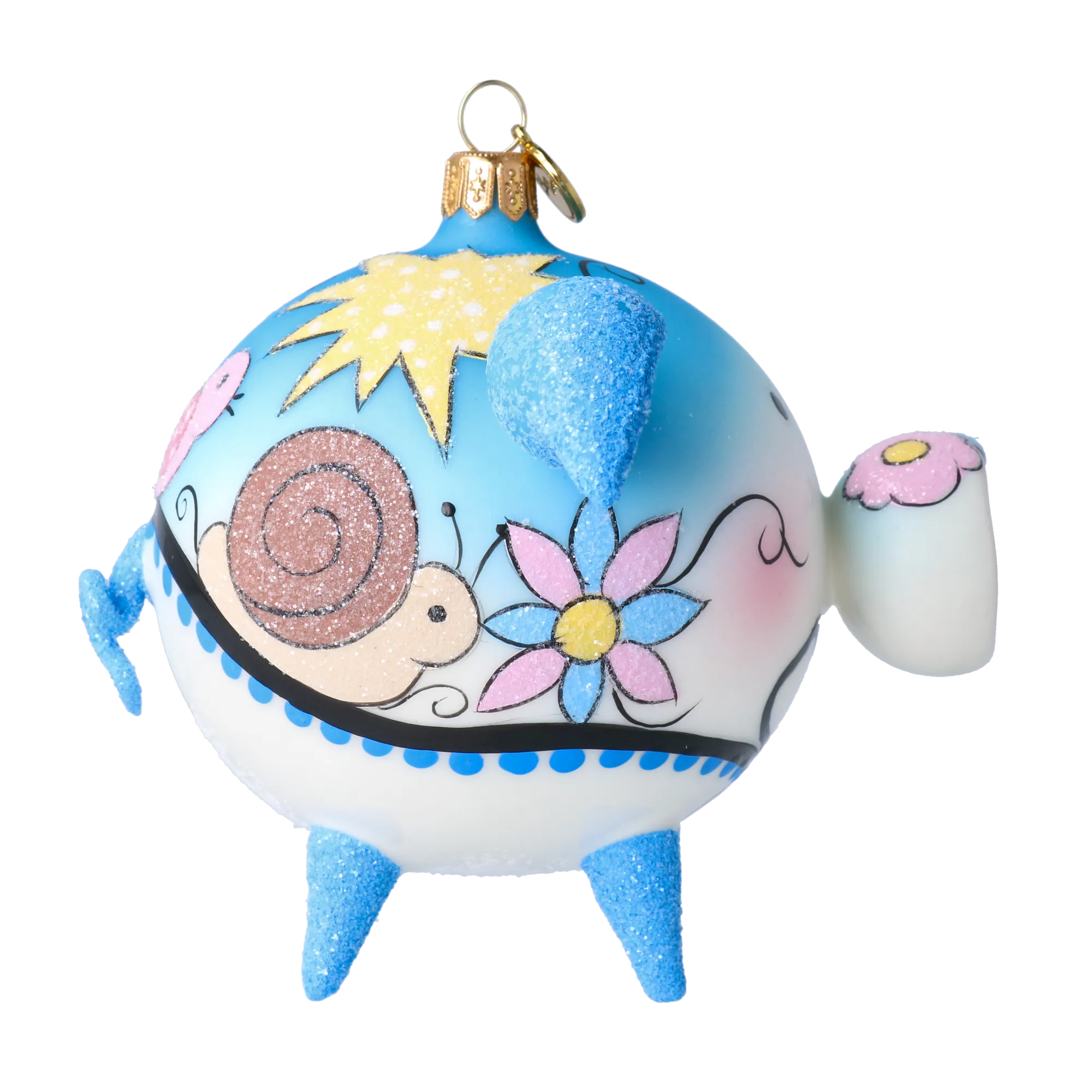 Bluebell Piggy Handmade Glass Christmas ornament Pig 2022-618