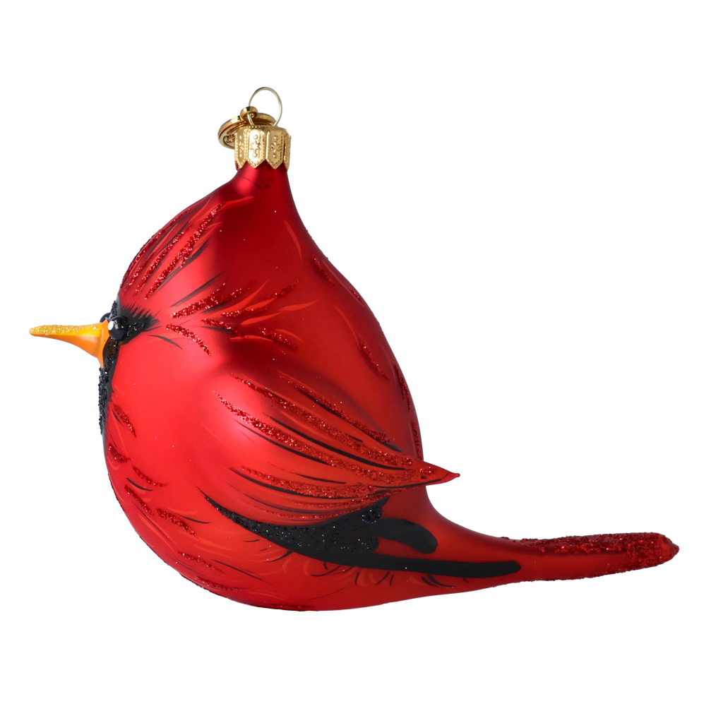 Cardinal Crimson Shadow | Hand-Painted Glass Ornament | Blubom 2022-620