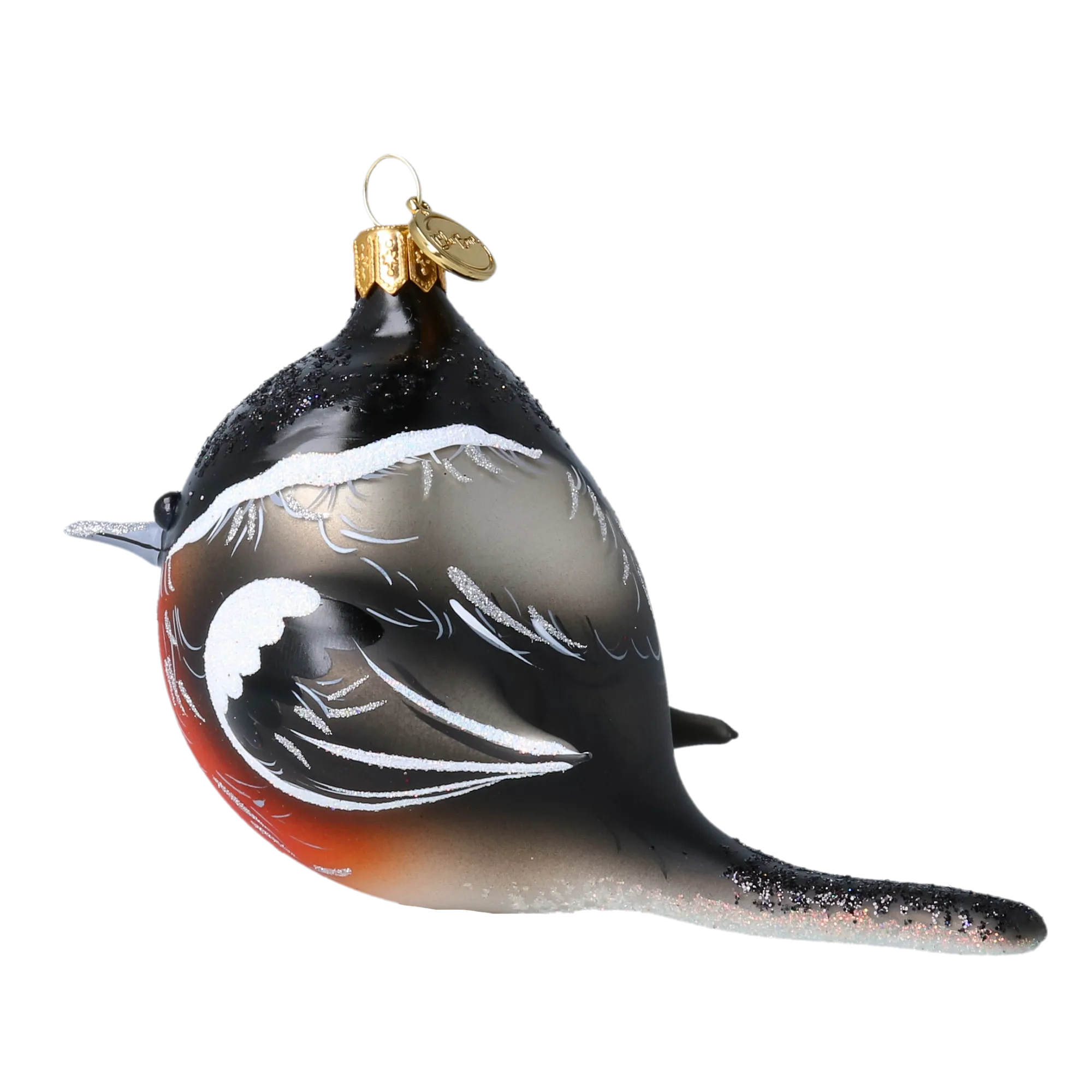 Winter Gil Bird. Handmade Glass Christmas ornament. 2022-621