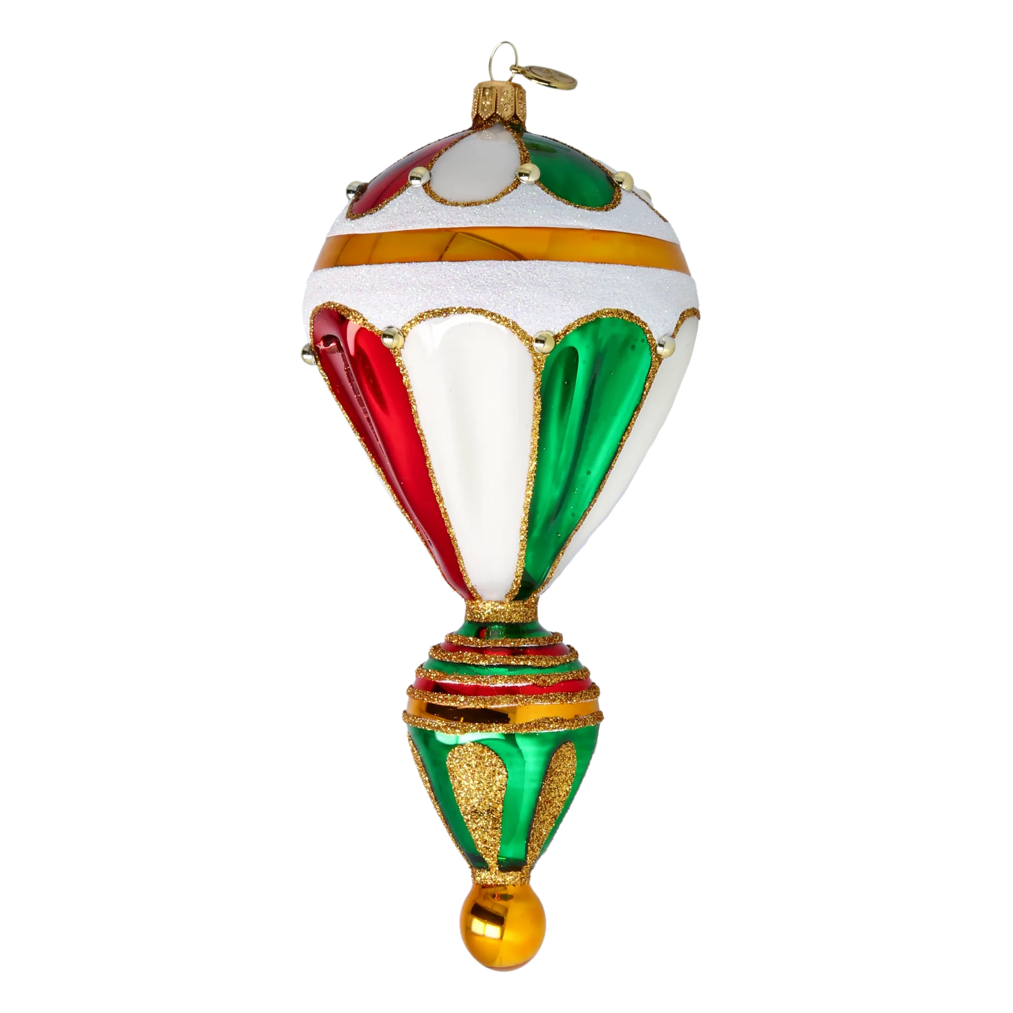 Crimson Emerald Hot Air Balloon Premium christmas glass ornament 2022-625
