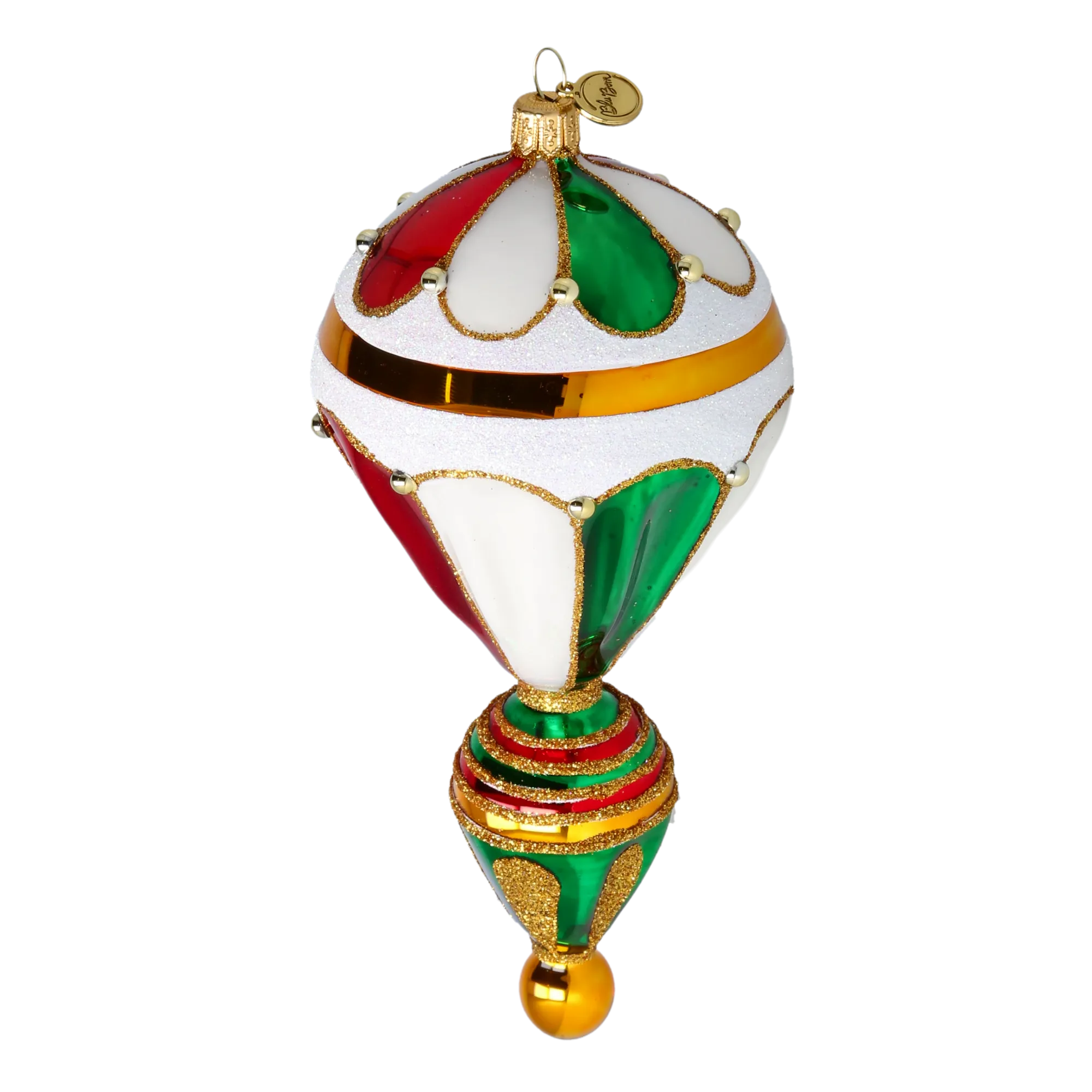 Crimson Emerald Hot Air Balloon Premium christmas glass ornament 2022-625