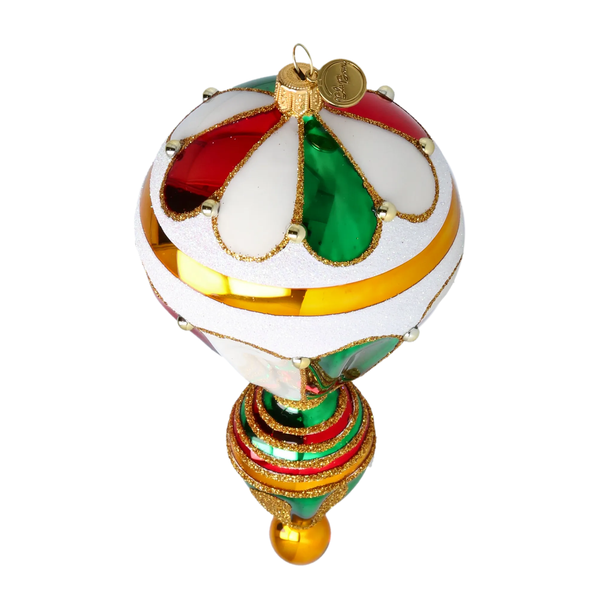 Crimson Emerald Hot Air Balloon Premium christmas glass ornament 2022-625
