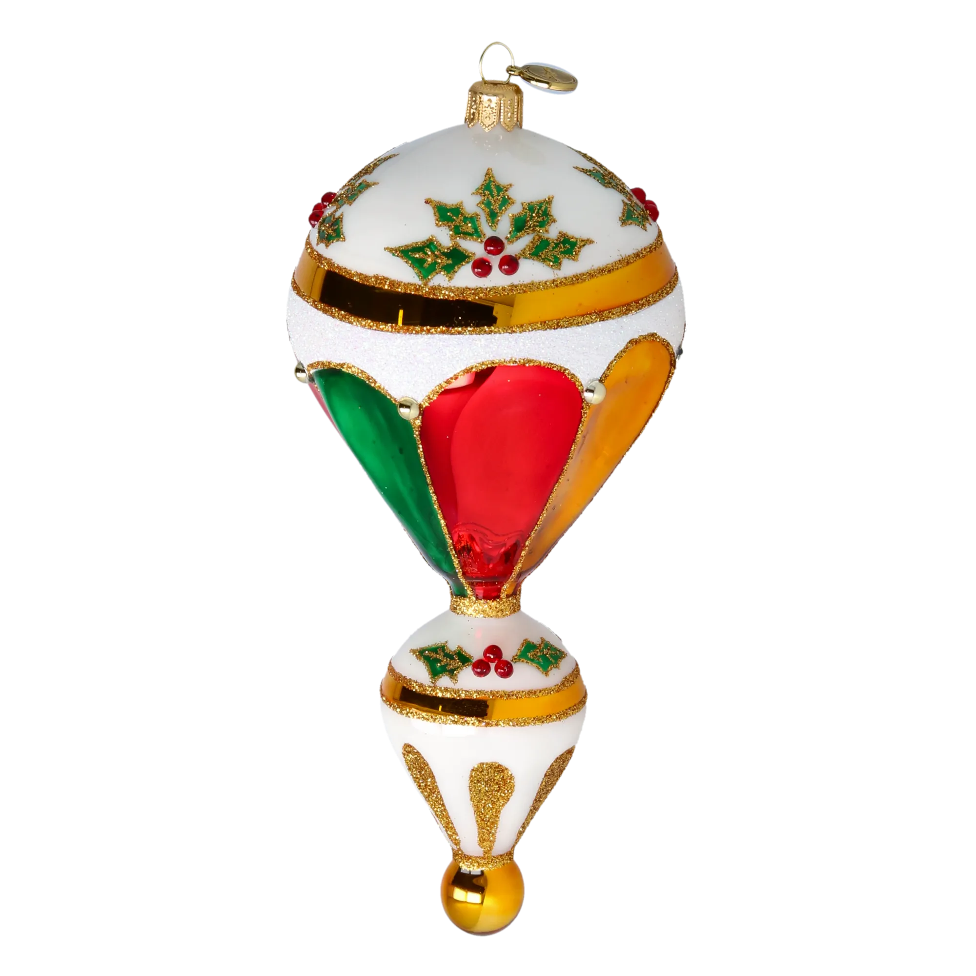 Gilded Holly Air Balloon Premium christmas glass ornament 2022-626