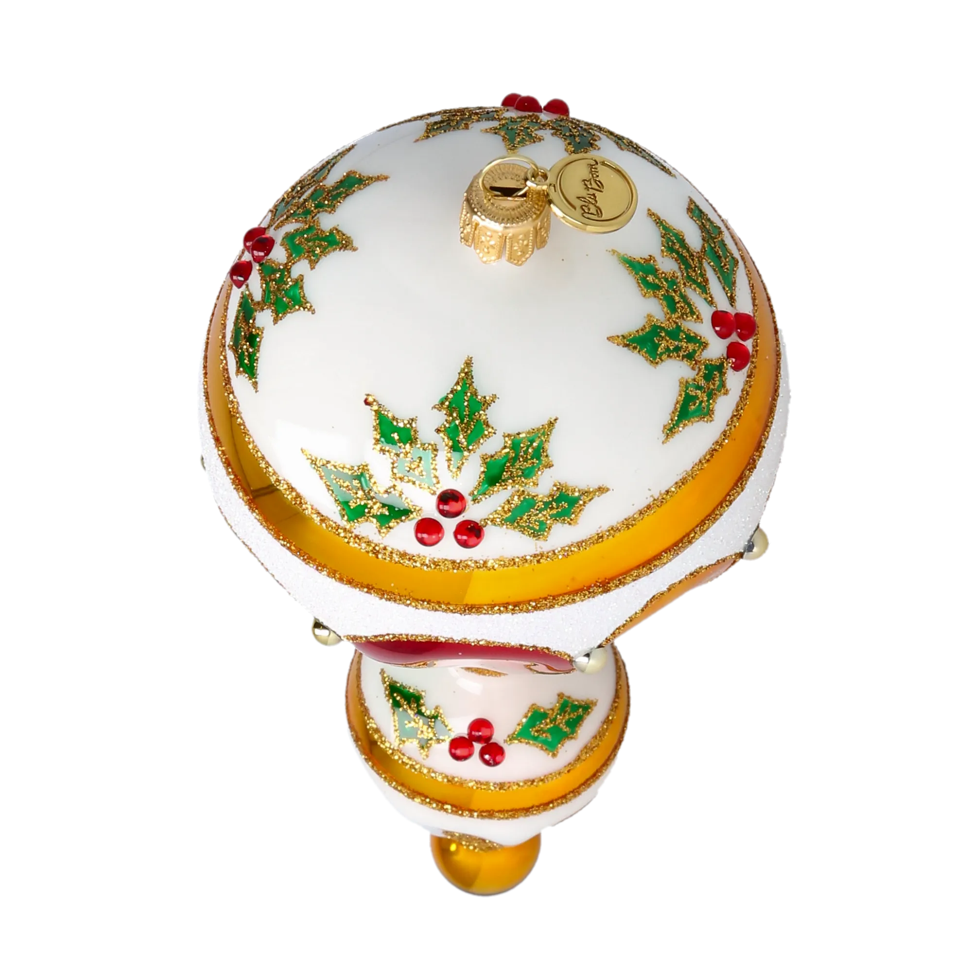Gilded Holly Air Balloon Premium christmas glass ornament 2022-626