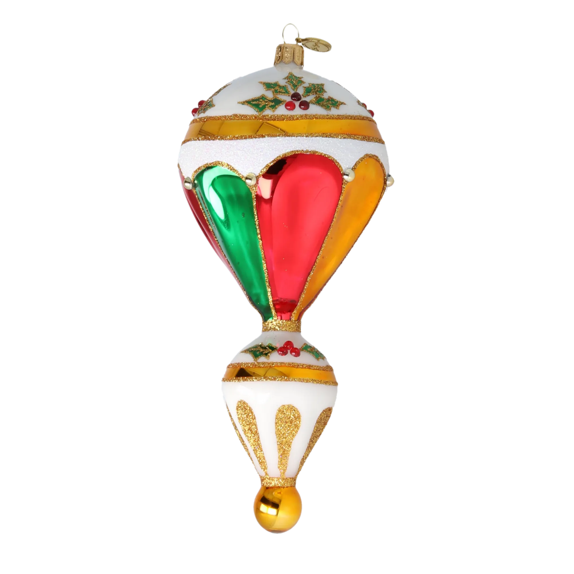 Gilded Holly Air Balloon Premium christmas glass ornament 2022-626