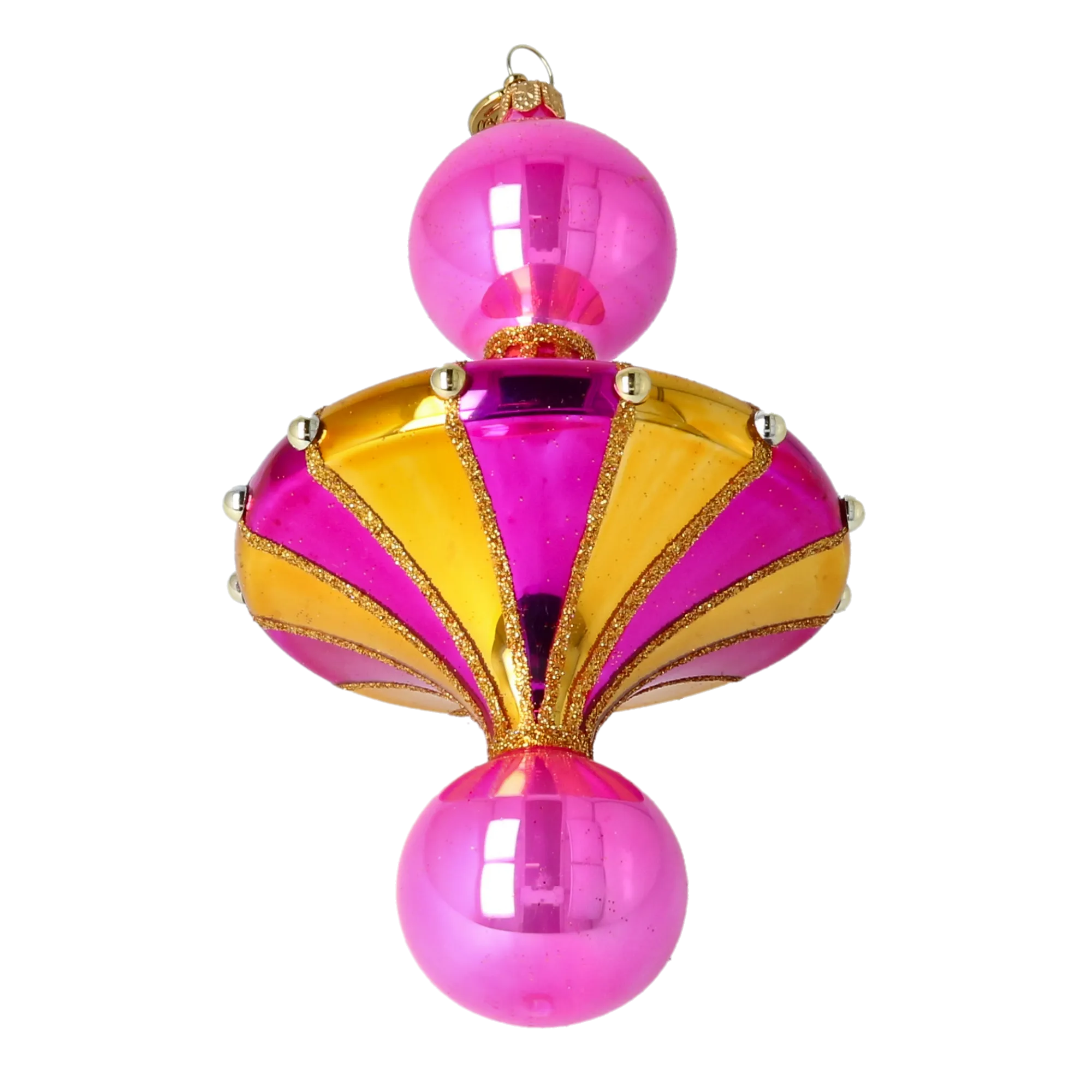Gilded Magenta Carousel Drop Premium christmas glass ornament 2022-627