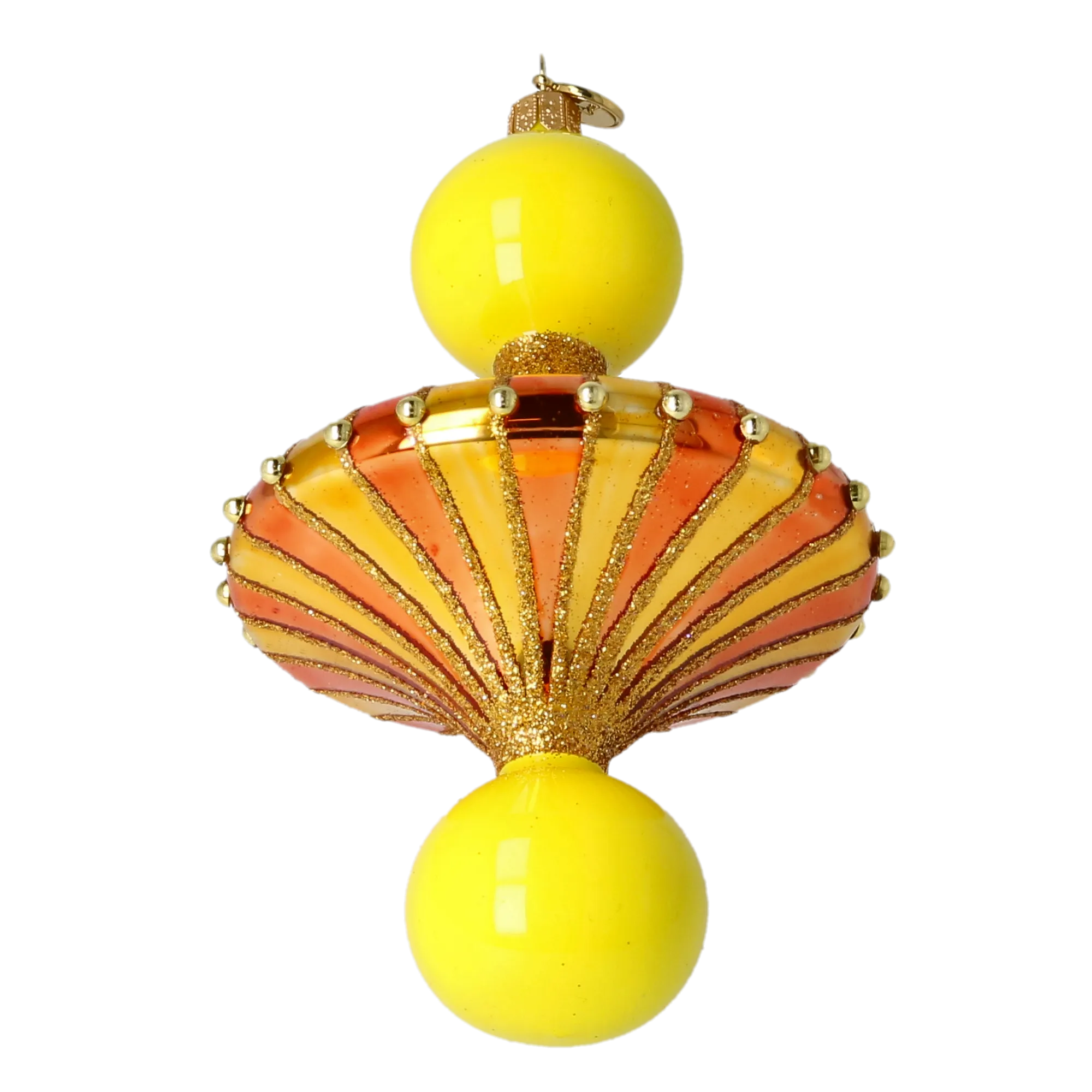 Golden Amber Carousel Drop Premium christmas glass ornament 2022-630