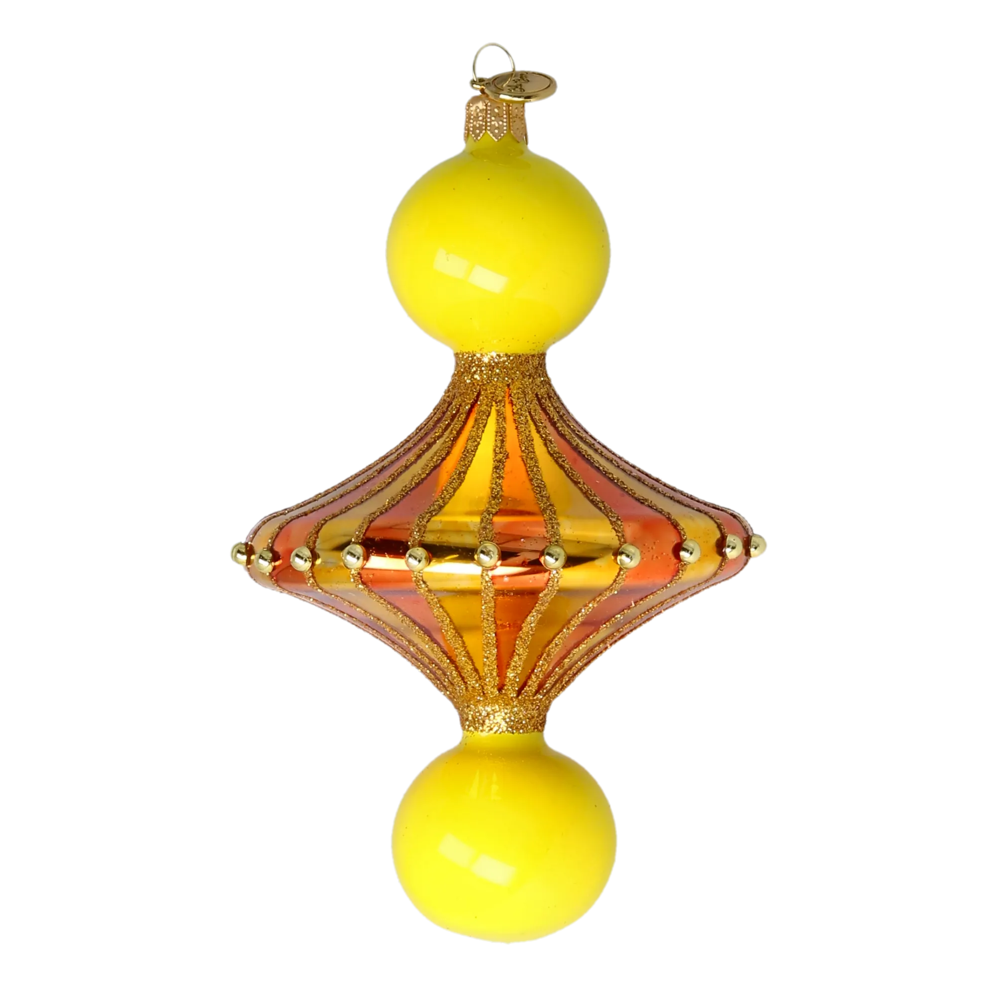Golden Amber Carousel Drop Premium christmas glass ornament 2022-630