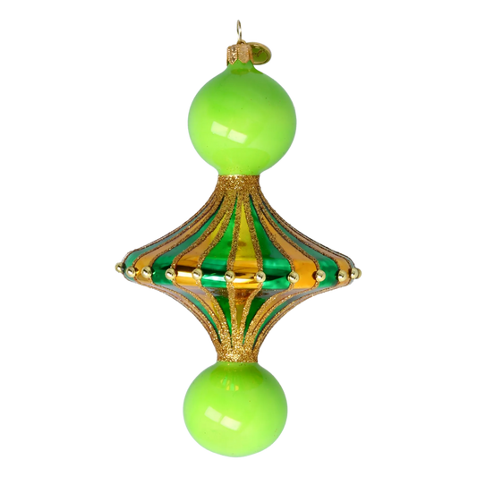 Emerald Lime Carousel Drop Premium christmas glass ornament 2022-631