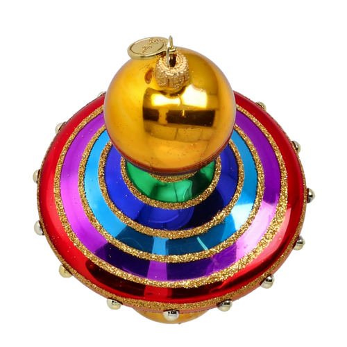 Gilded Carnival Rhythm | Hand-Painted Glass Ornament | Blubom 2022-634