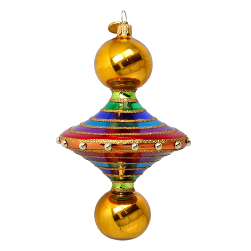 Gilded Carnival Rhythm | Hand-Painted Glass Ornament | Blubom 2022-634