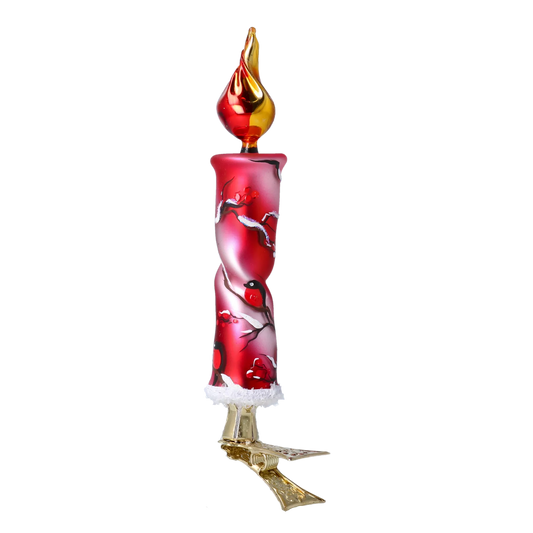 Winter Bullfinch Candle Handmade Glass Christmas ornaments Candle 2022-635